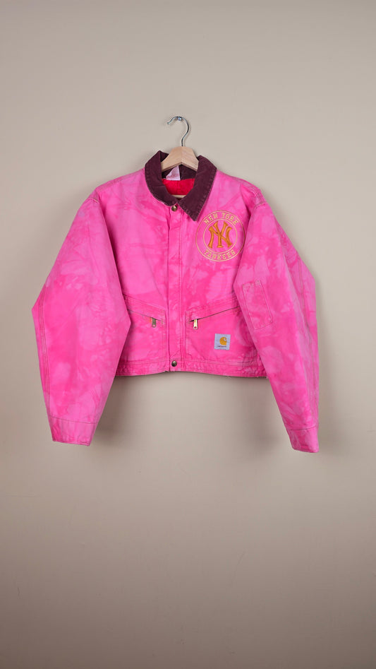 Vintage Carhartt X NY Yankees Cropped Jacket | Pink | Size L | J025