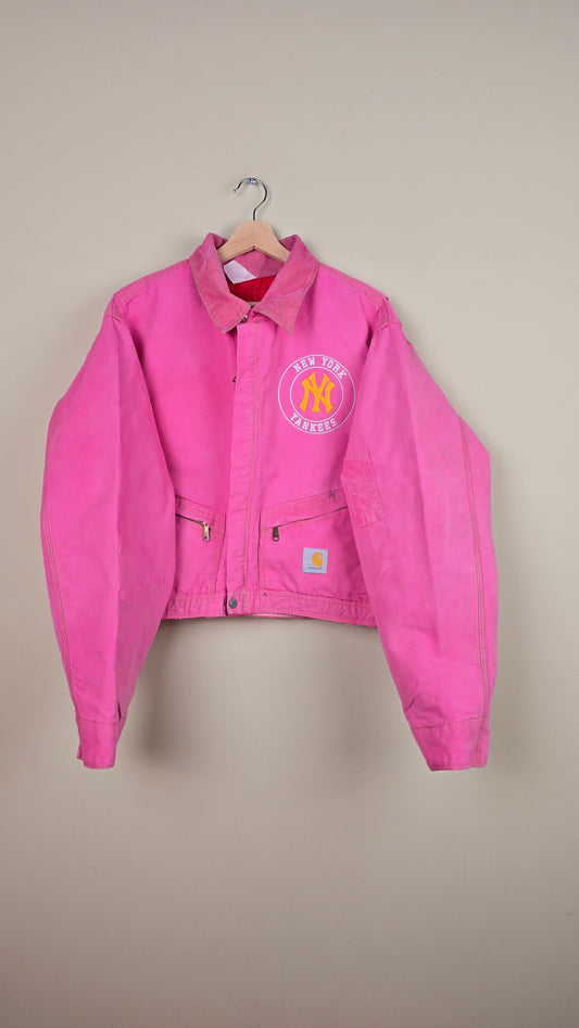 Vintage Carhartt X NY Yankees Cropped Jacket | Pink | Size XL | J028