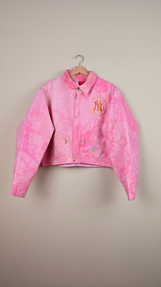 Vintage Carhartt X NY Yankees Cropped Jacket | Camo Pink | Size 2XL | J035