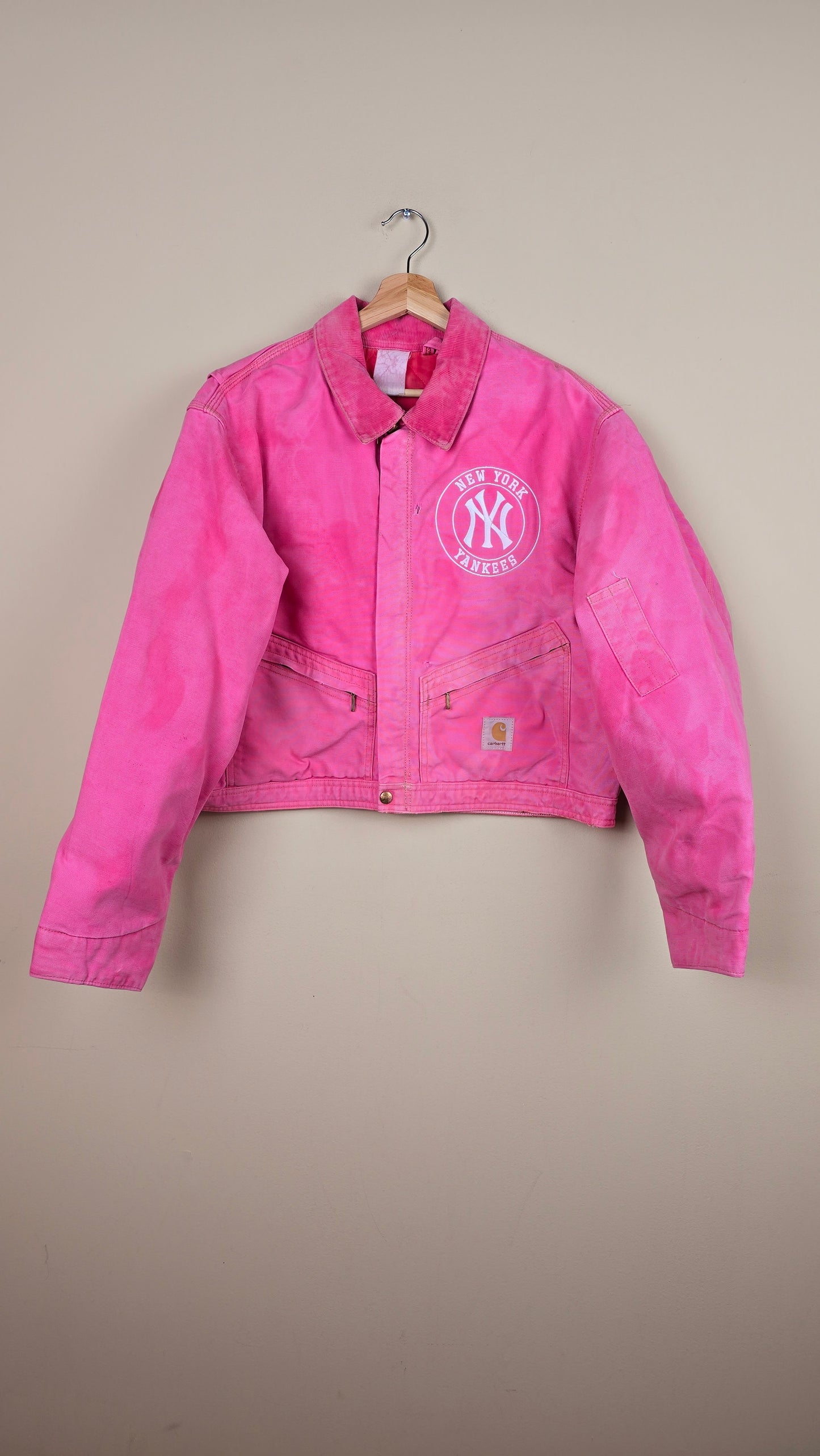 Vintage Carhartt X NY Yankees Cropped Jacket | Pink | XL | J044