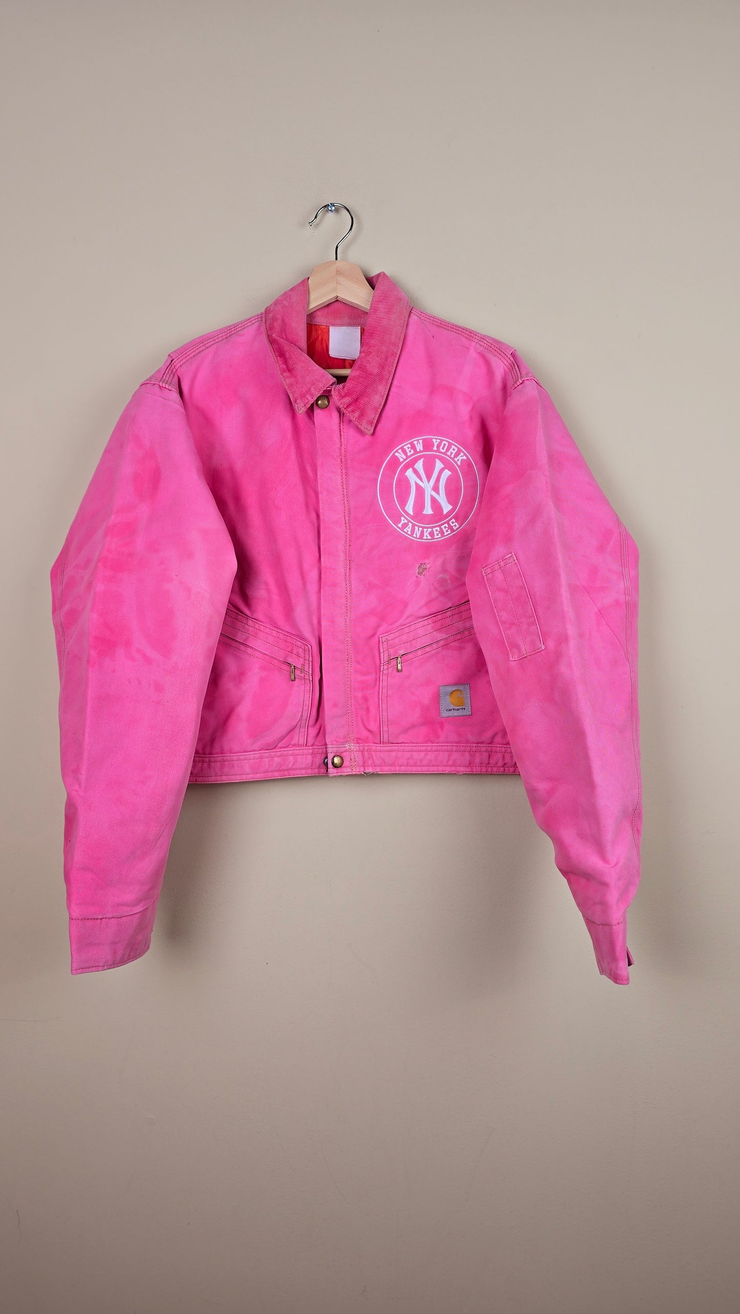 Vintage Carhartt X NY Yankees Cropped Jacket | Pink | L | J046
