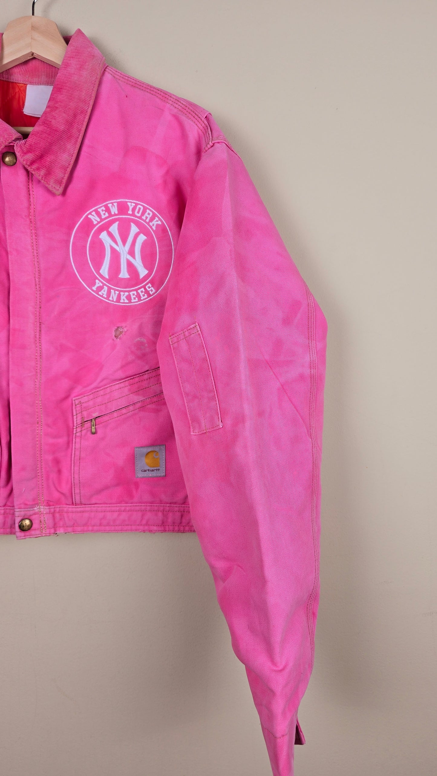 Vintage Carhartt X NY Yankees Cropped Jacket | Pink | L | J046