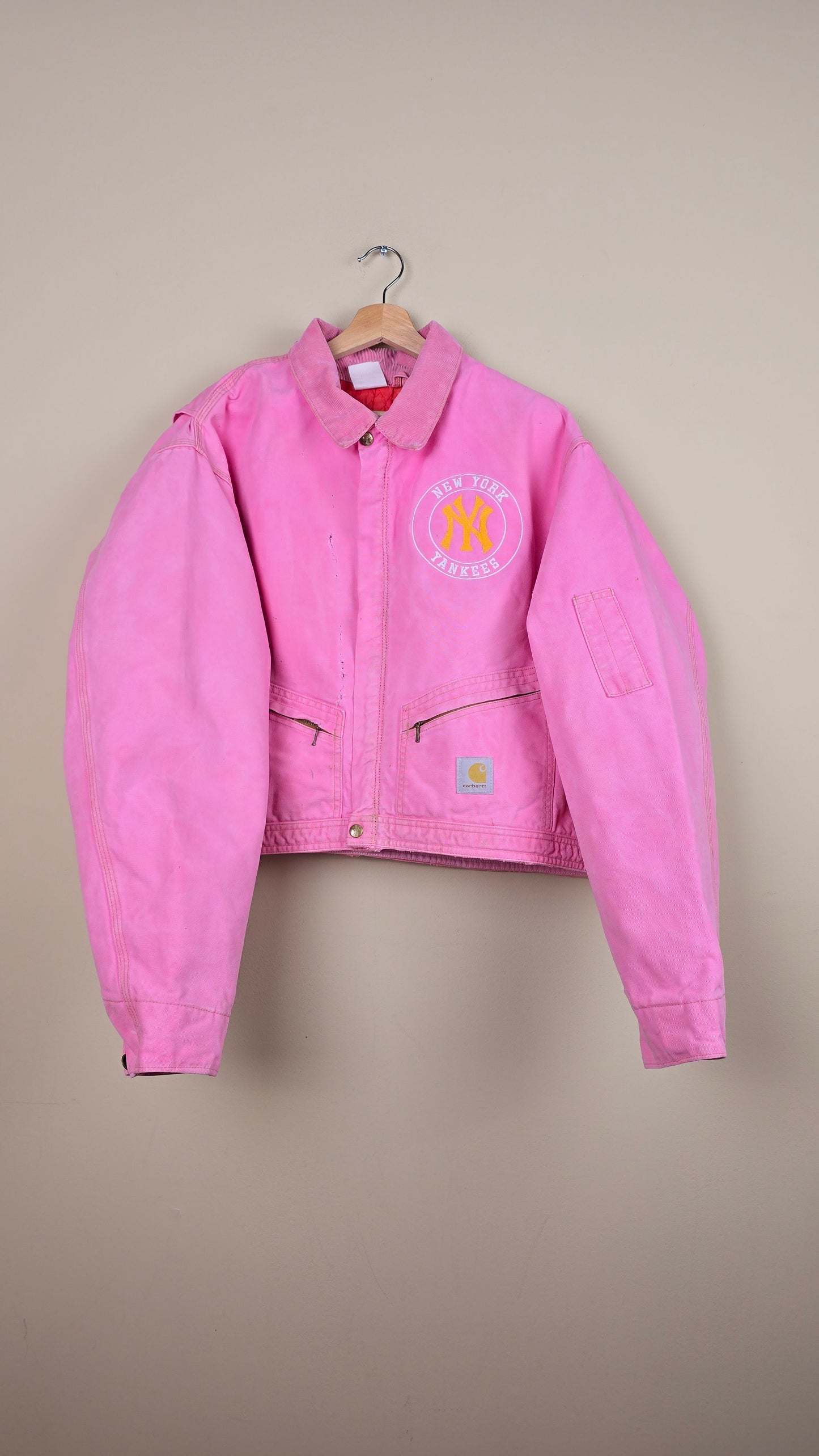 Vintage Carhartt X NY Yankees Cropped Jacket | Pink | 2XL | J055