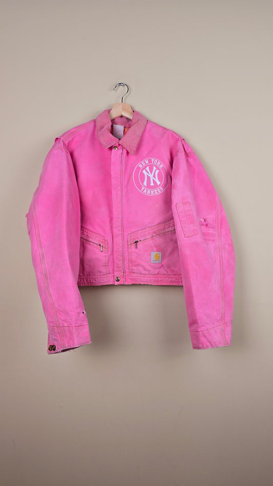 Vintage Carhartt X NY Yankees Cropped Jacket | Pink | XL | J059