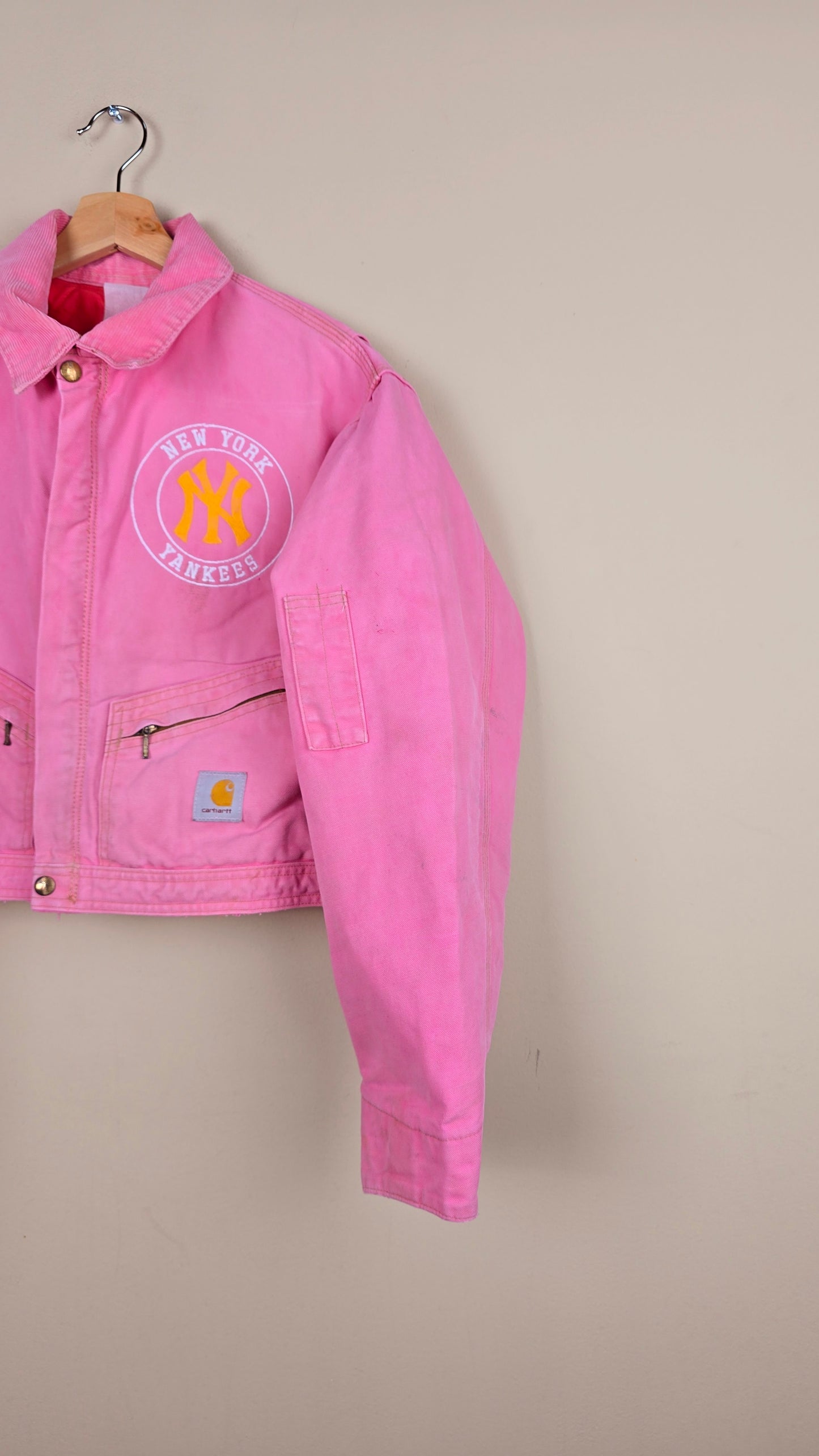 Vintage Carhartt X NY Yankees Cropped Jacket | Pink | M | J066