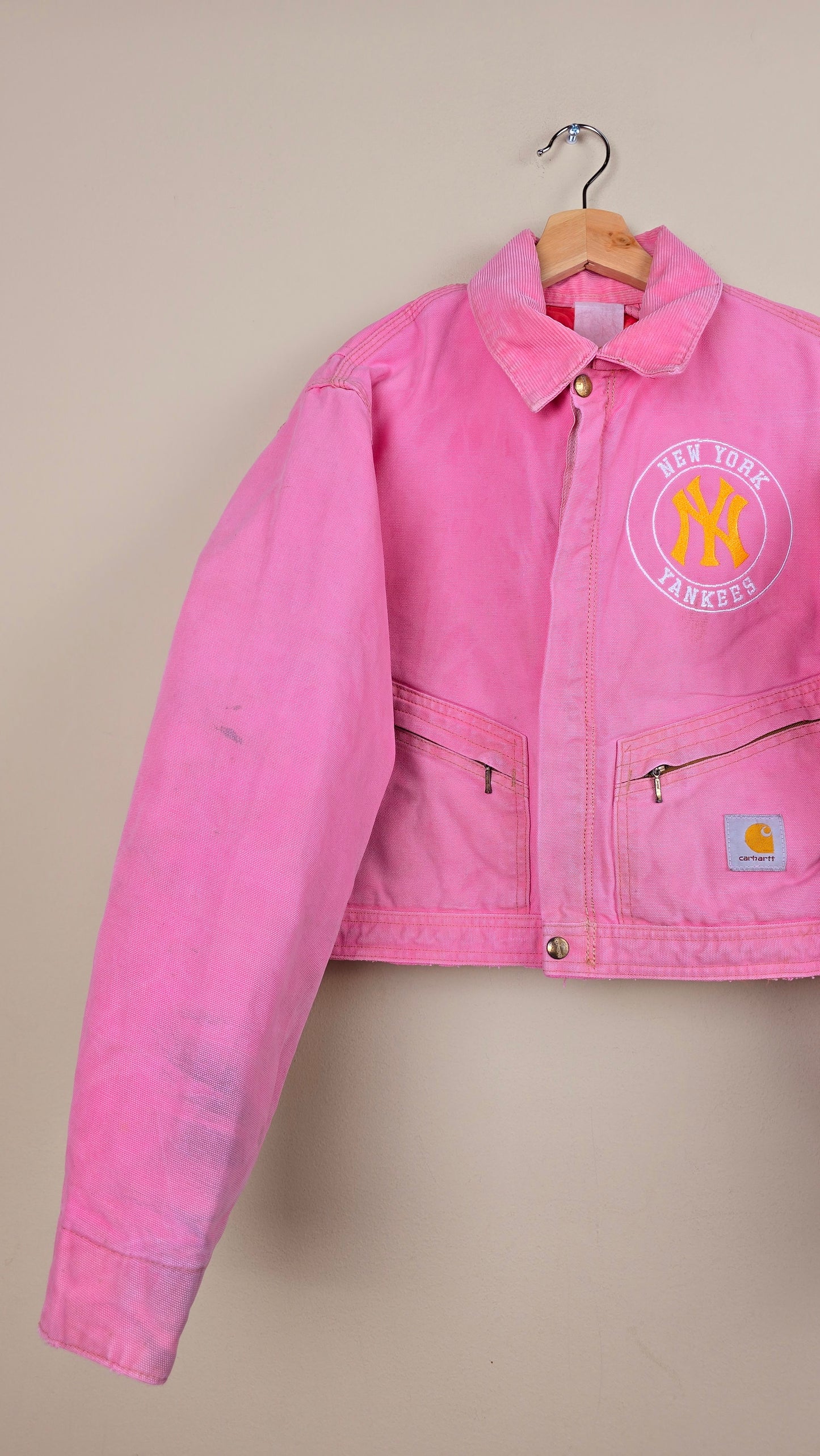 Vintage Carhartt X NY Yankees Cropped Jacket | Pink | M | J066