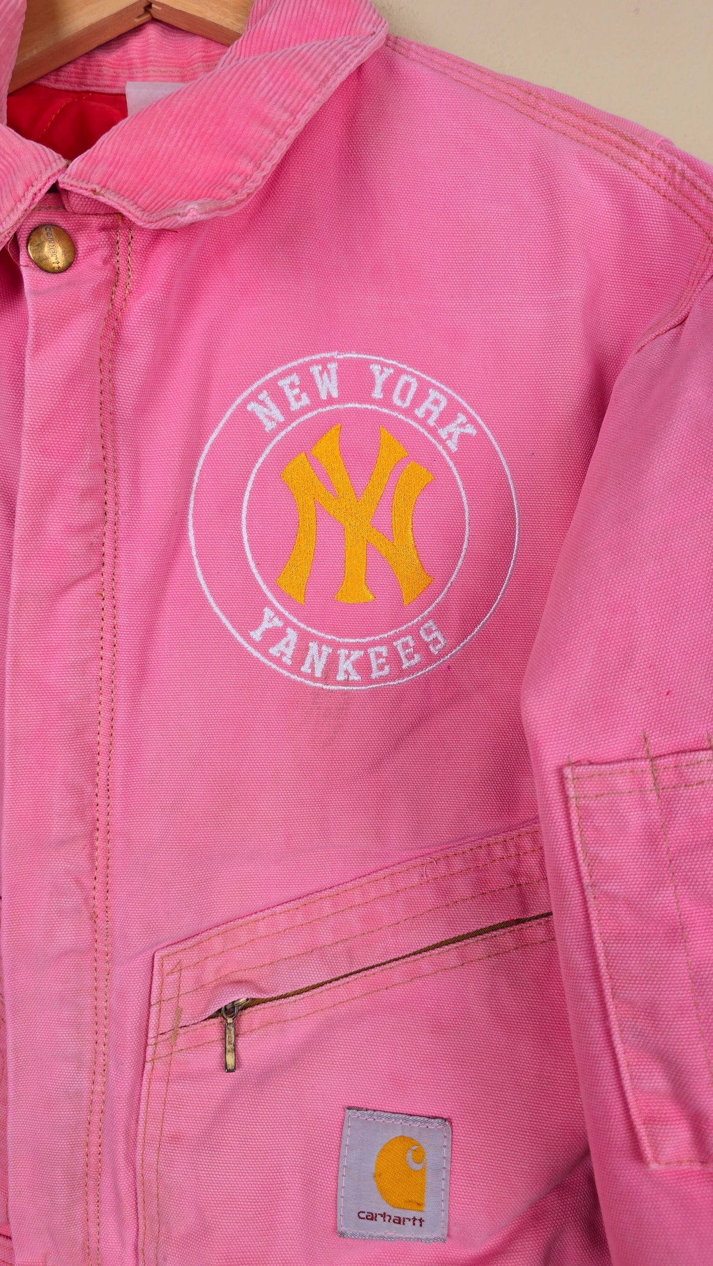 Vintage Carhartt X NY Yankees Cropped Jacket | Pink | M | J066