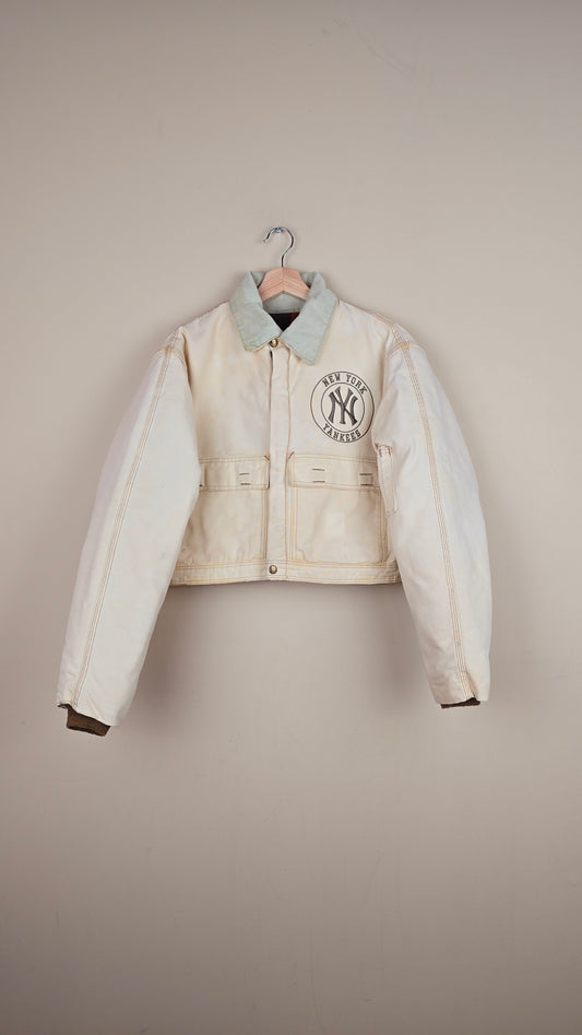 Vintage Carhartt X NY Yankees Cropped Jacket | Beige| Size M | C46