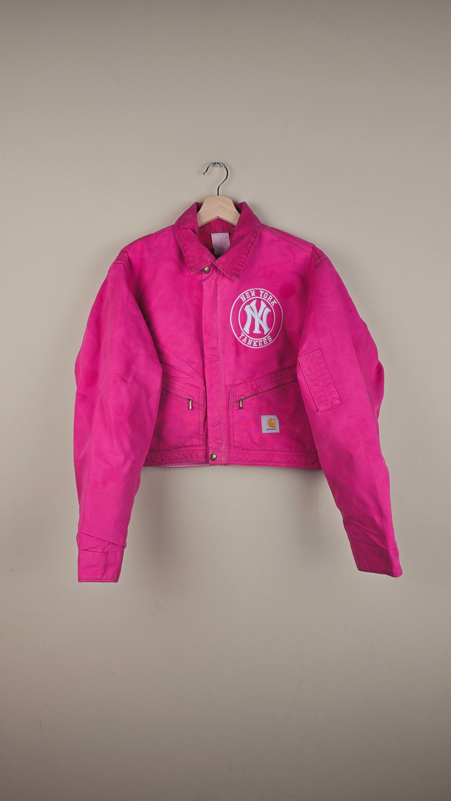 Vintage Carhartt X NY Yankees Cropped Jacket | Hot Pink | Size M | OP1