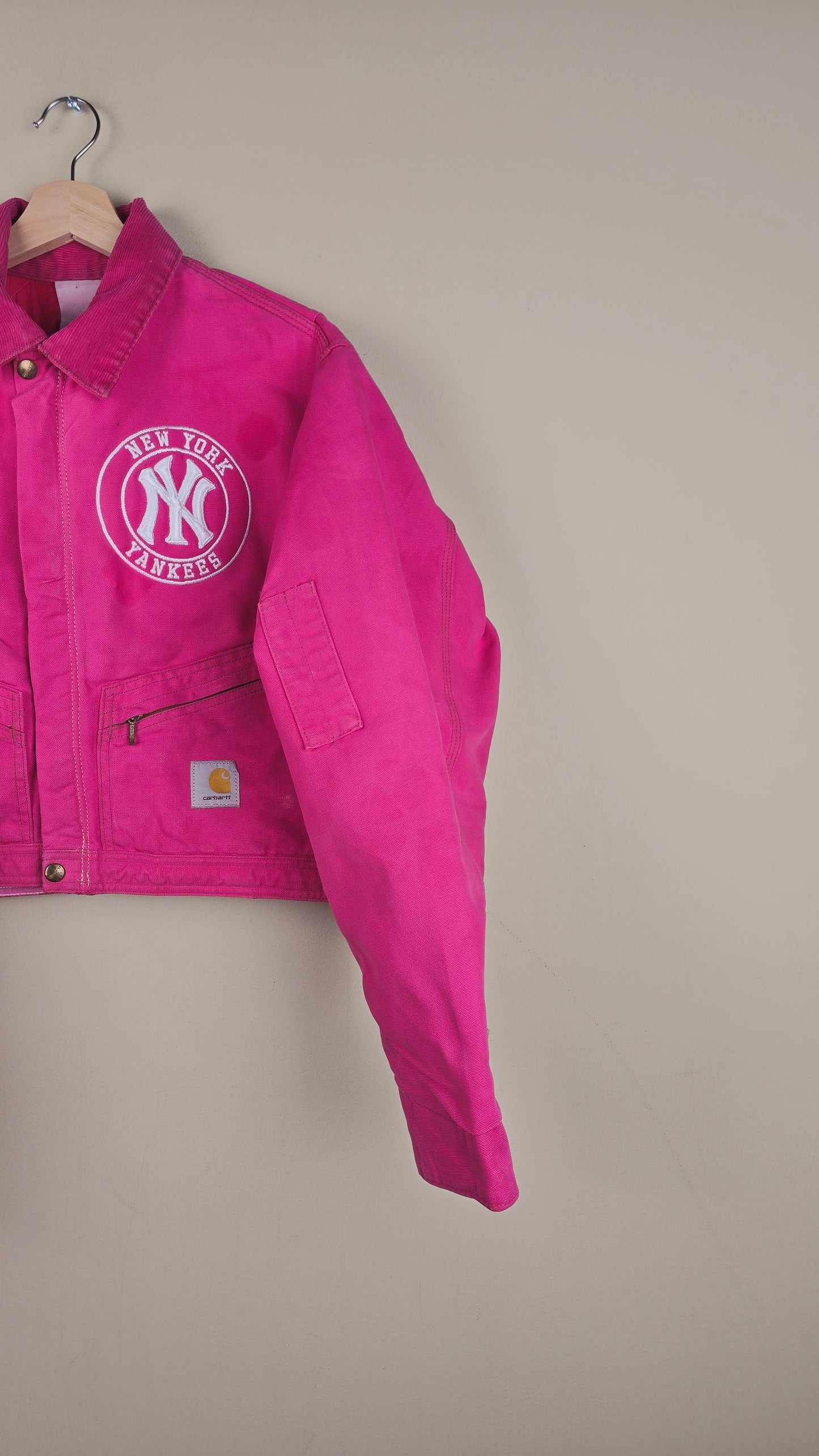 Vintage Carhartt X NY Yankees Cropped Jacket | Hot Pink | Size M | OP1