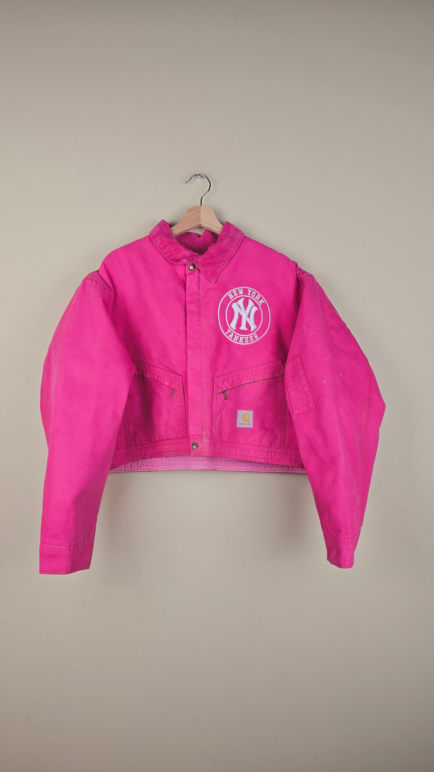 Vintage Carhartt X NY Yankees Cropped Jacket | Hot Pink | Size XL | OP2