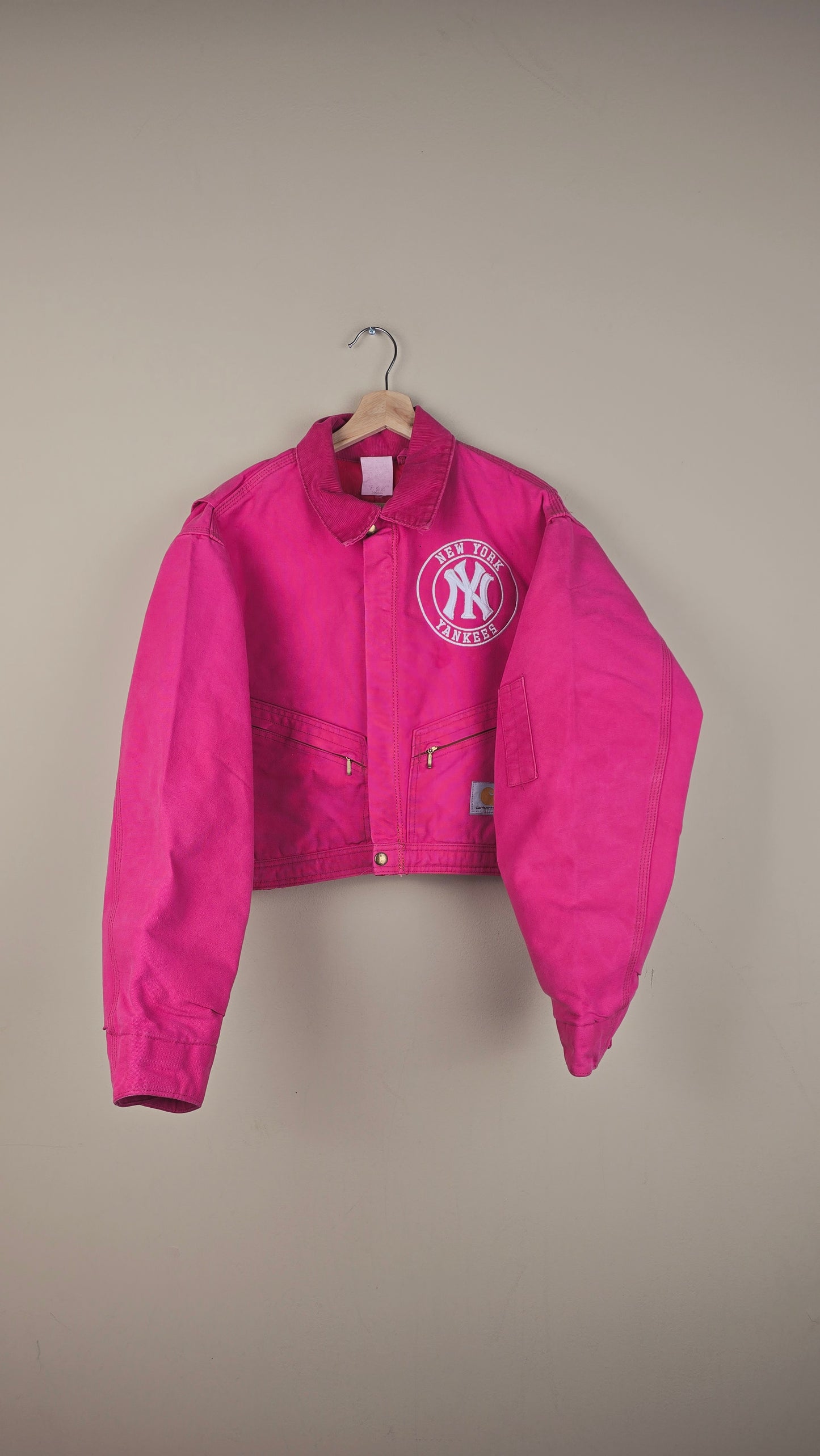 Vintage Carhartt X NY Yankees Cropped Jacket | Hot Pink | Size L | OP3