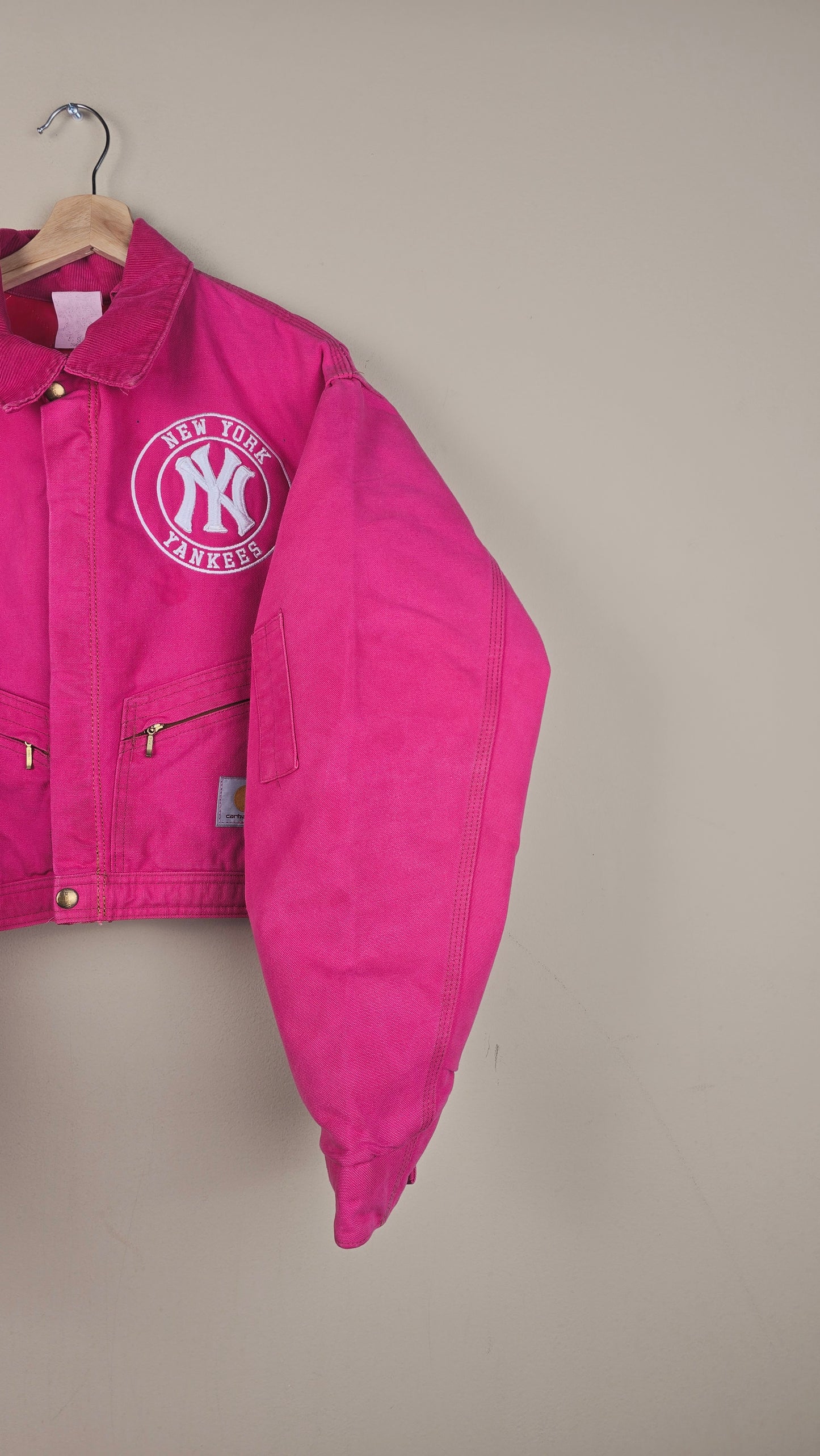 Vintage Carhartt X NY Yankees Cropped Jacket | Hot Pink | Size L | OP3