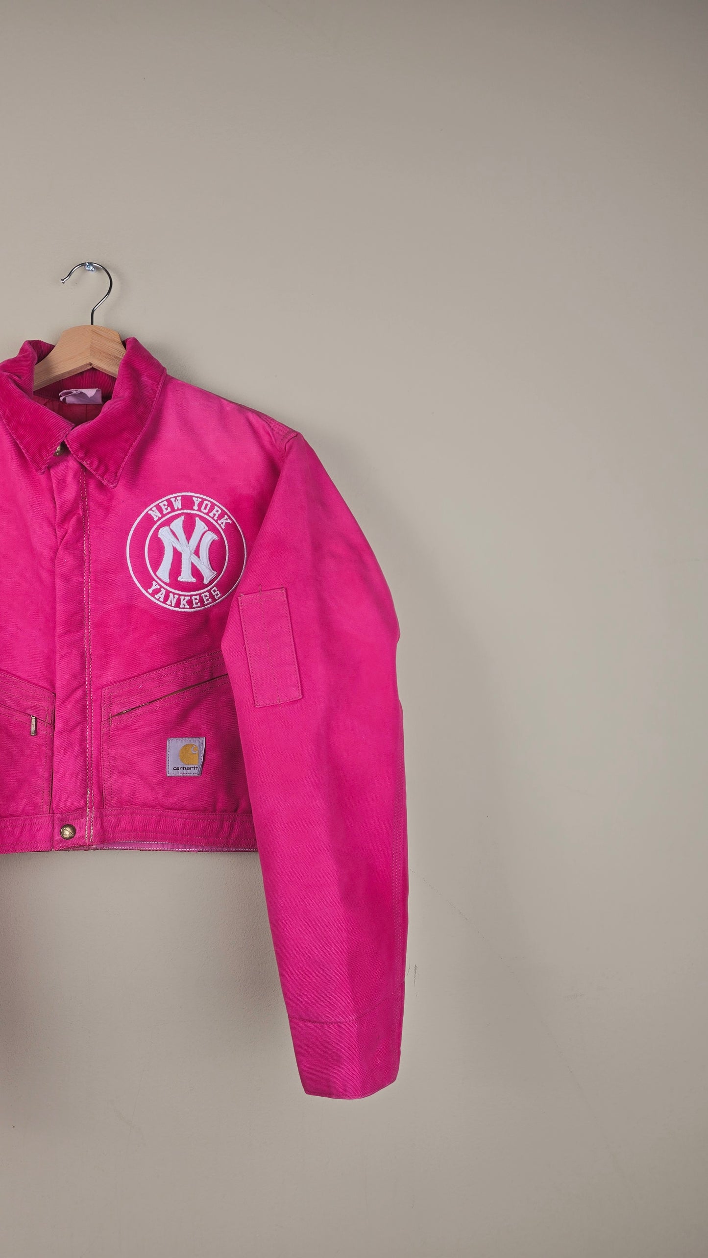 Vintage Carhartt X NY Yankees Cropped Jacket | Hot Pink | Size S | OP4