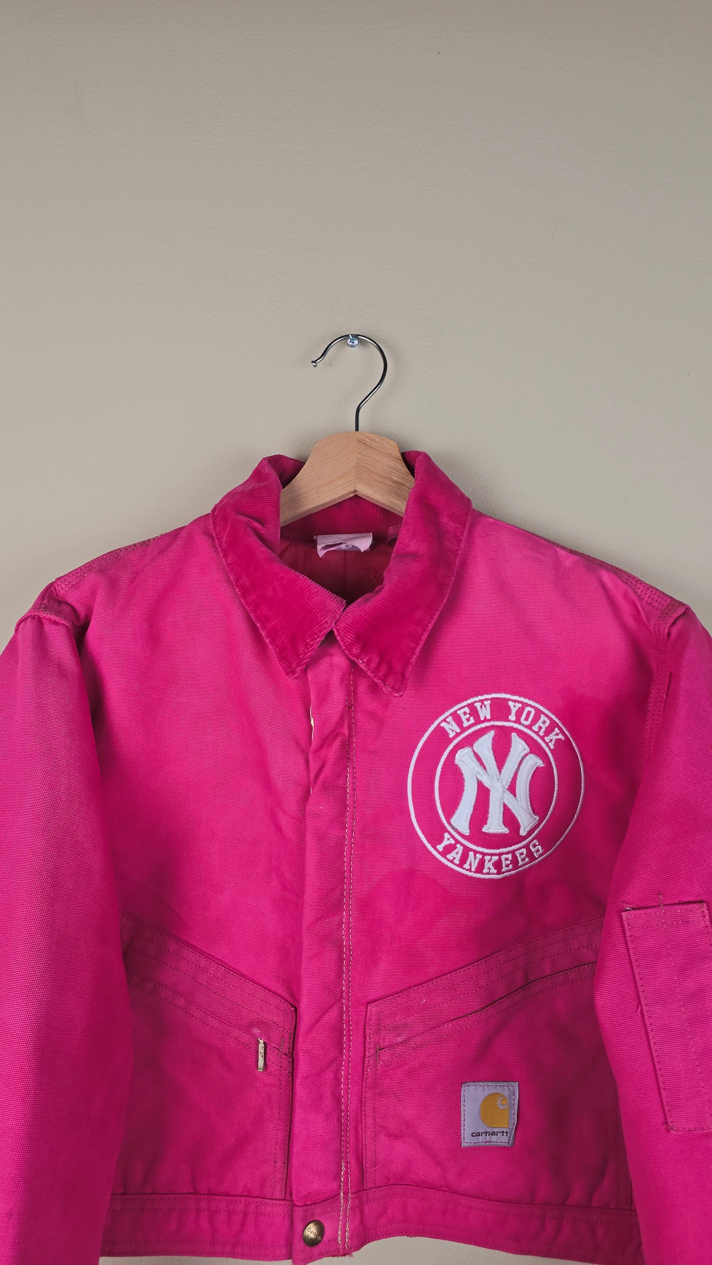 Vintage Carhartt X NY Yankees Cropped Jacket | Hot Pink | Size S | OP4