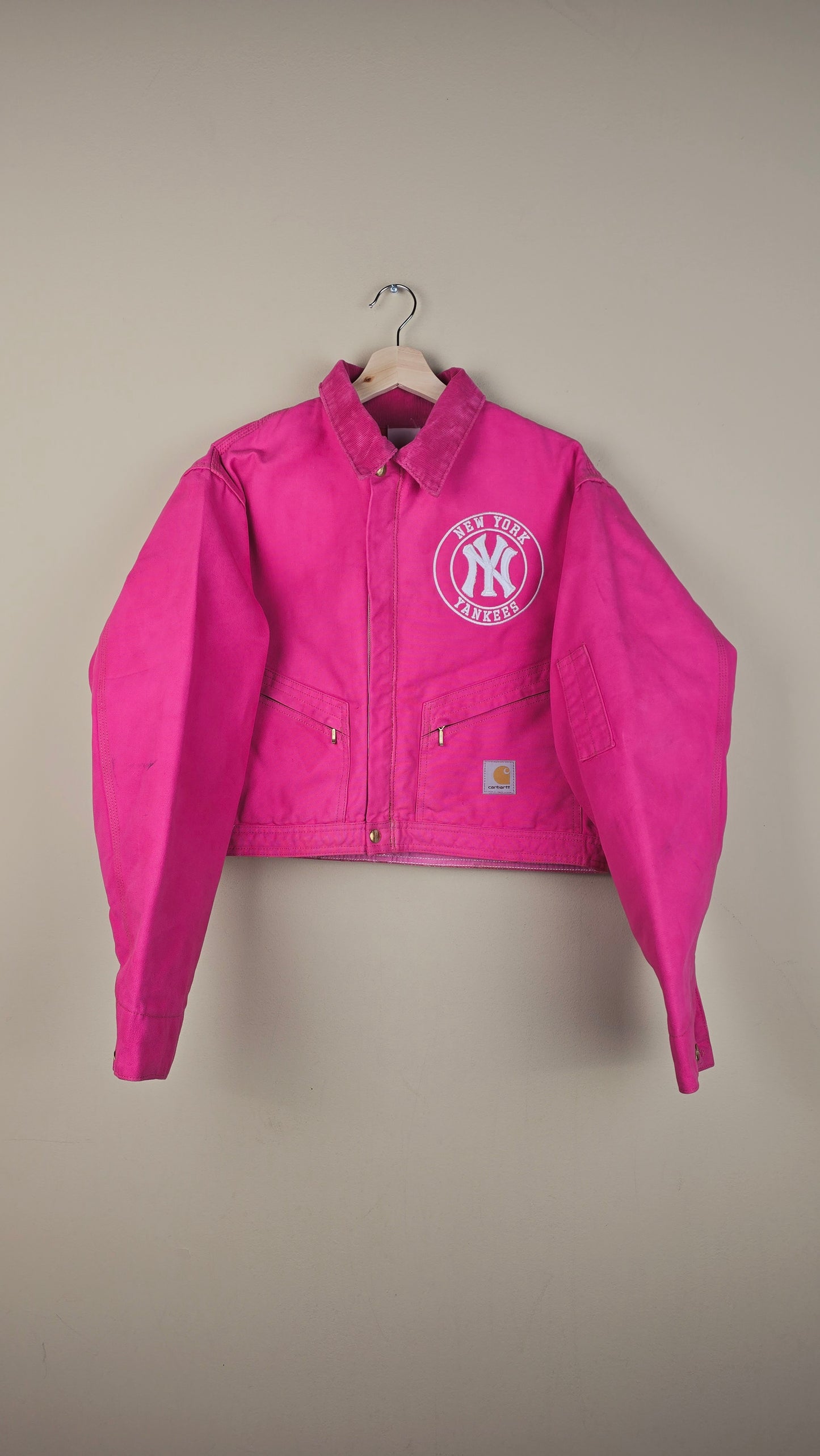 Vintage Carhartt X NY Yankees Cropped Jacket | Hot Pink | Size L | OP5