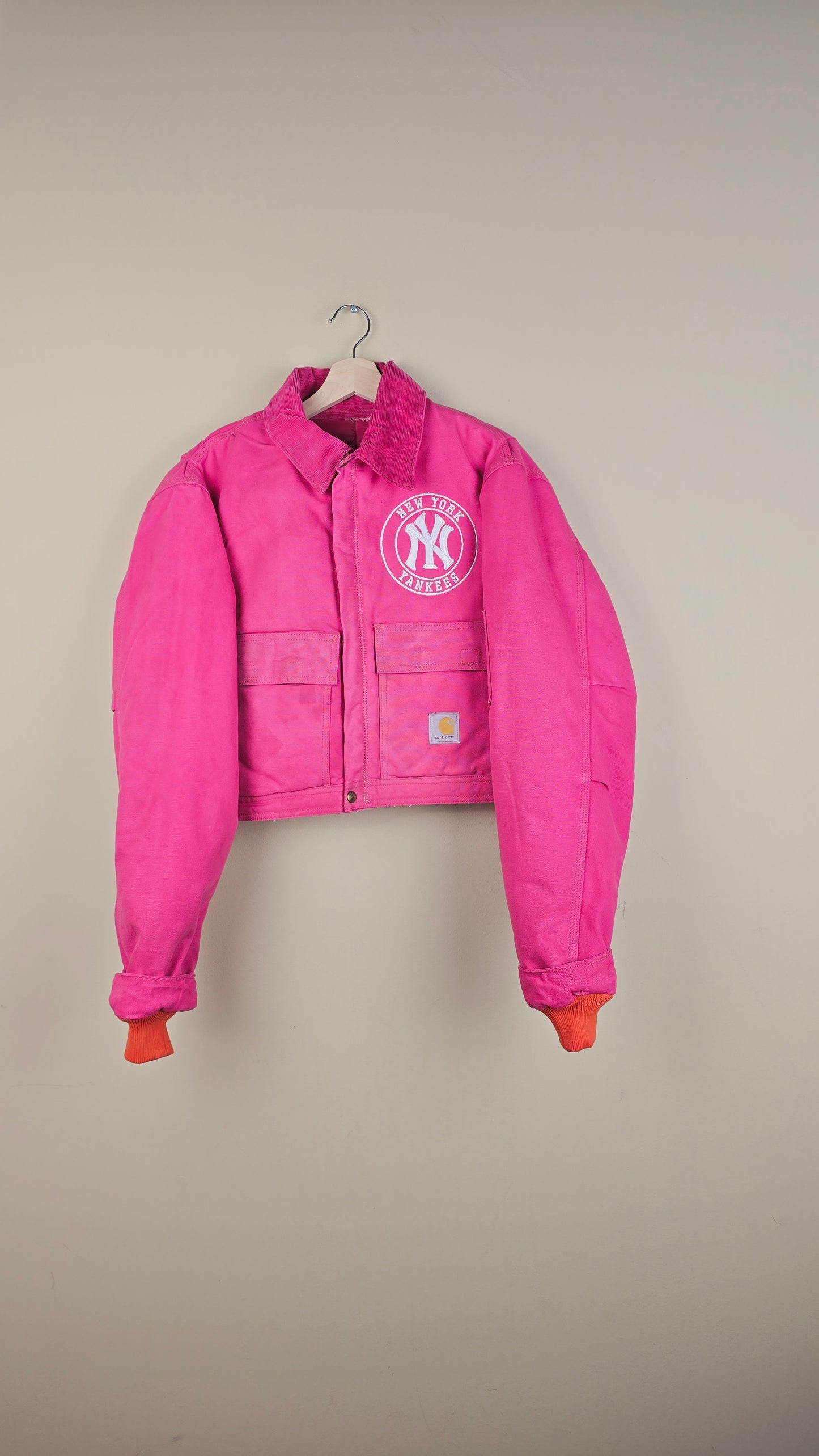 Vintage Carhartt X NY Yankees Cropped Jacket | Hot Pink | Size M | OP6