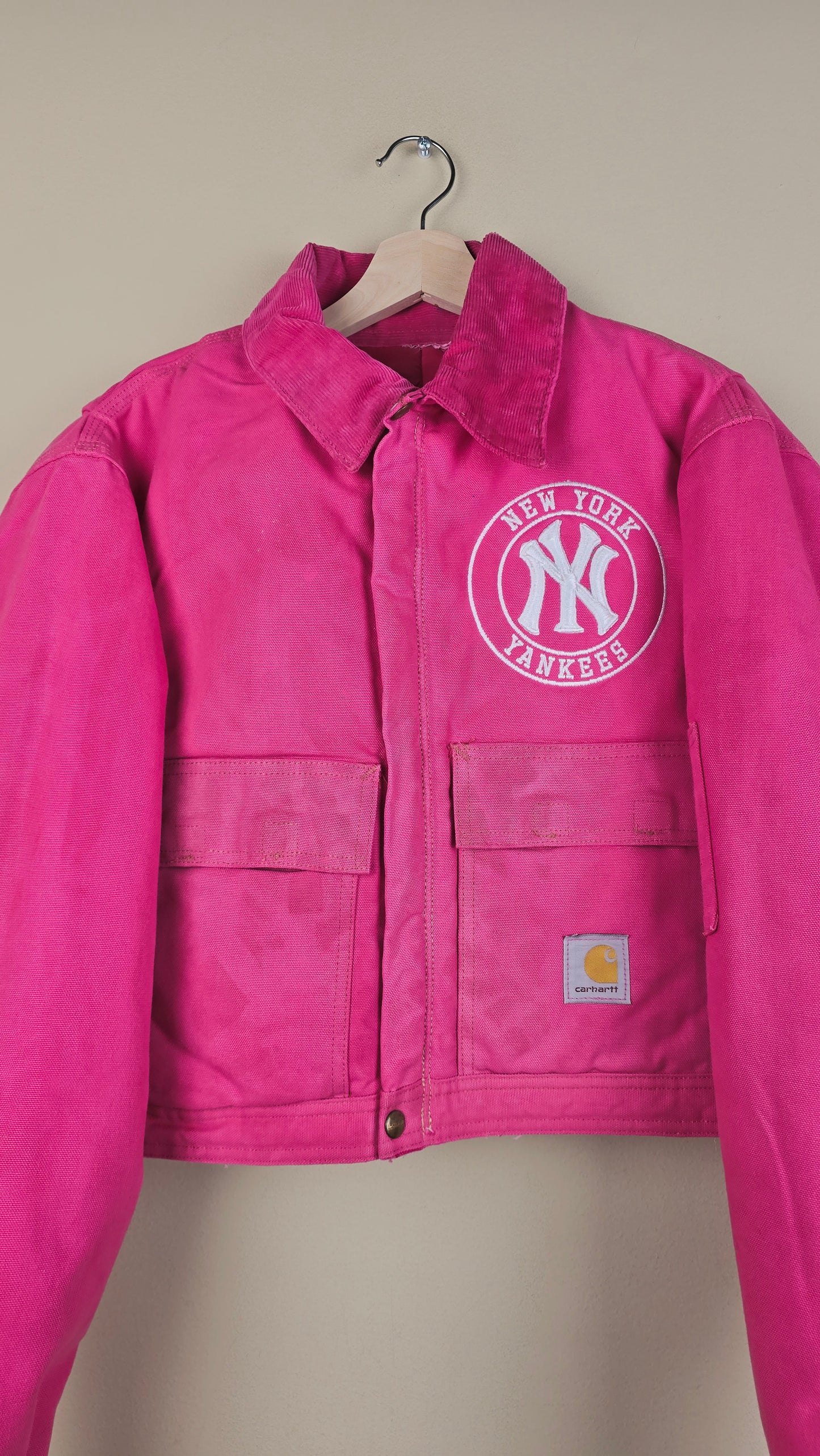 Vintage Carhartt X NY Yankees Cropped Jacket | Hot Pink | Size M | OP6