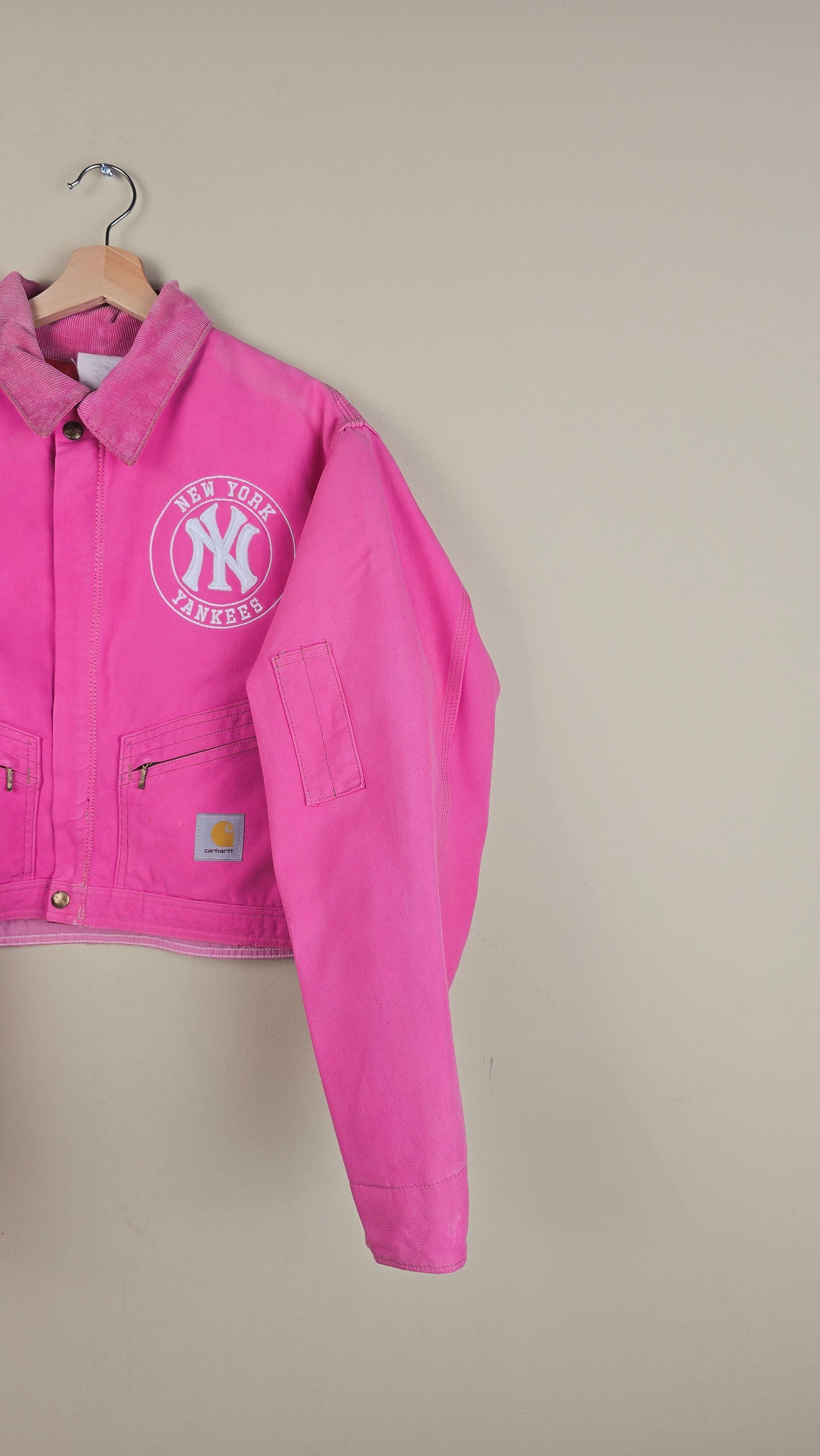 Vintage Carhartt X NY Yankees Cropped Jacket | Pink | Size M/L | OP10