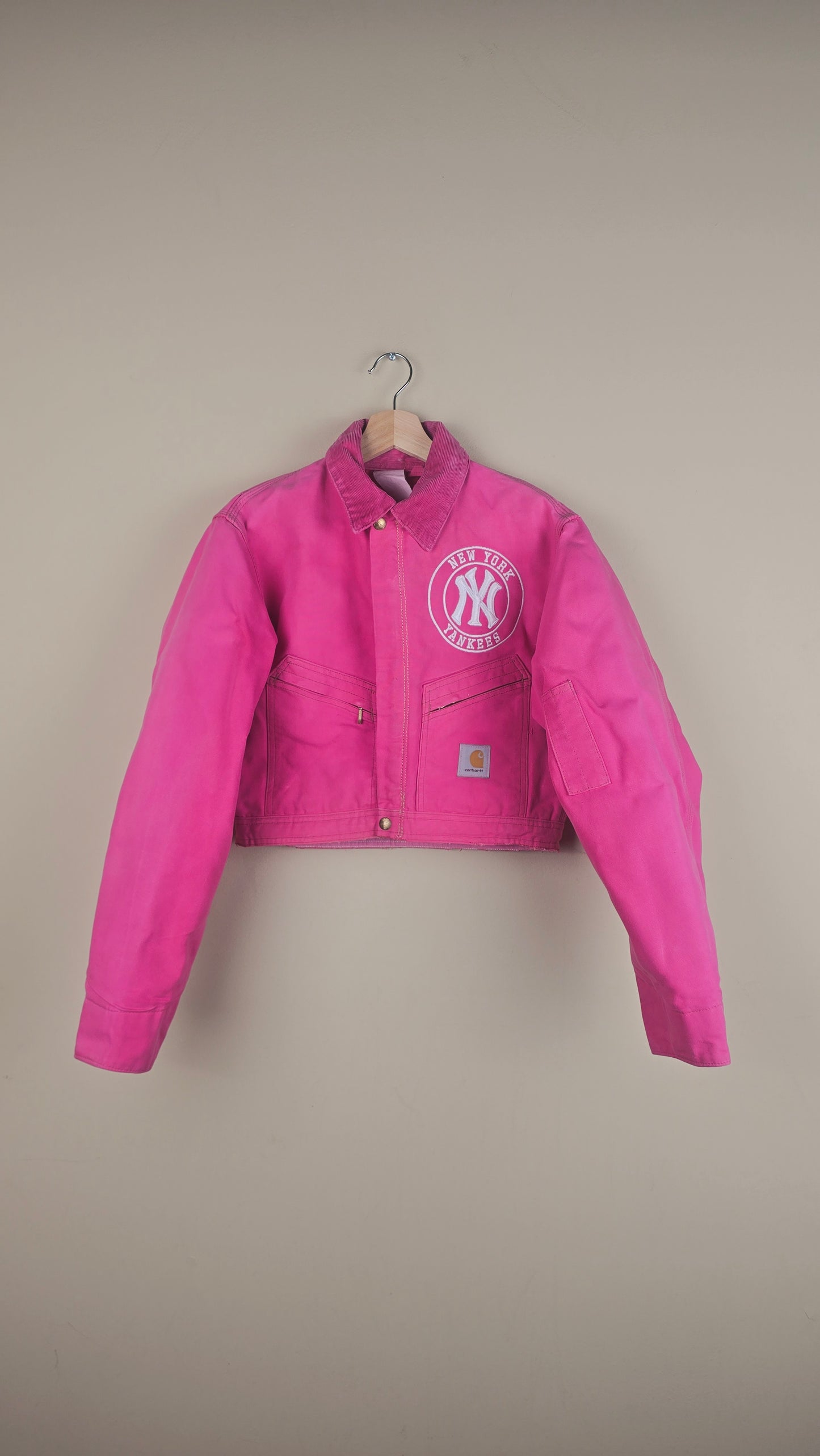 Vintage Carhartt X NY Yankees Cropped Jacket | Hot Pink | Size XS | OP15