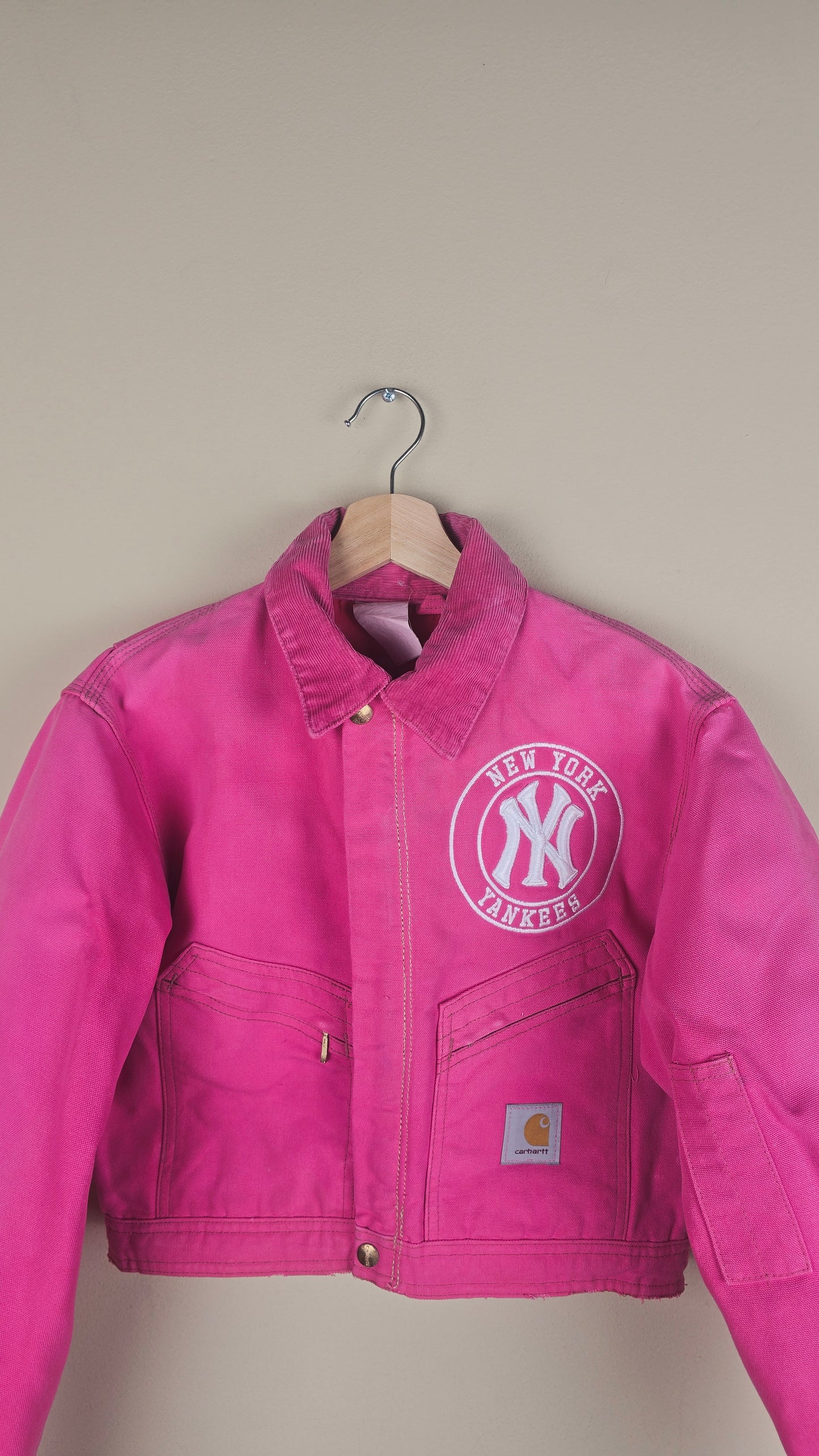 Vintage Carhartt X NY Yankees Cropped Jacket | Hot Pink | Size XS | OP15