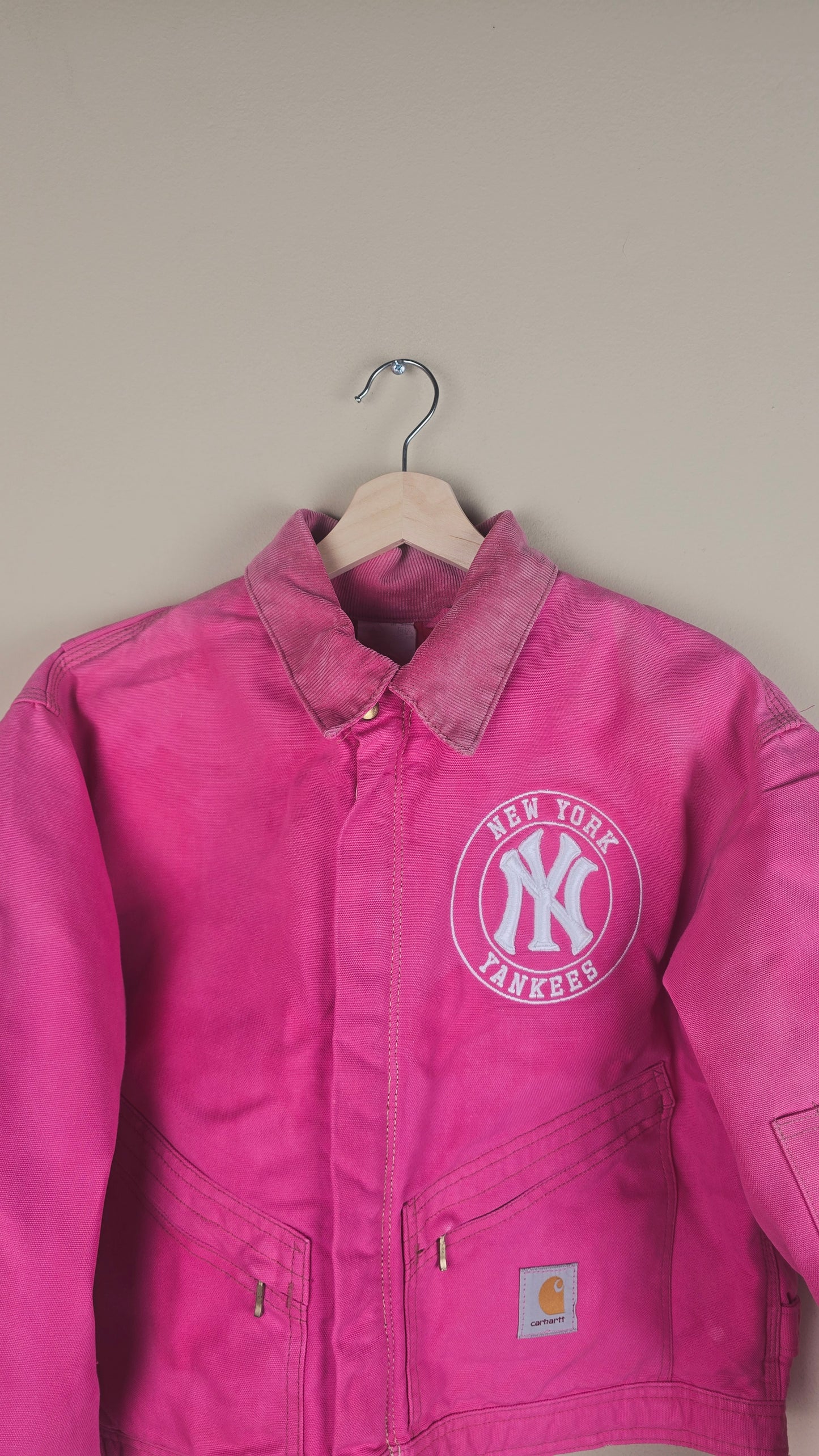 Vintage Carhartt X NY Yankees Cropped Jacket | Hot Pink | Size XL | OP16