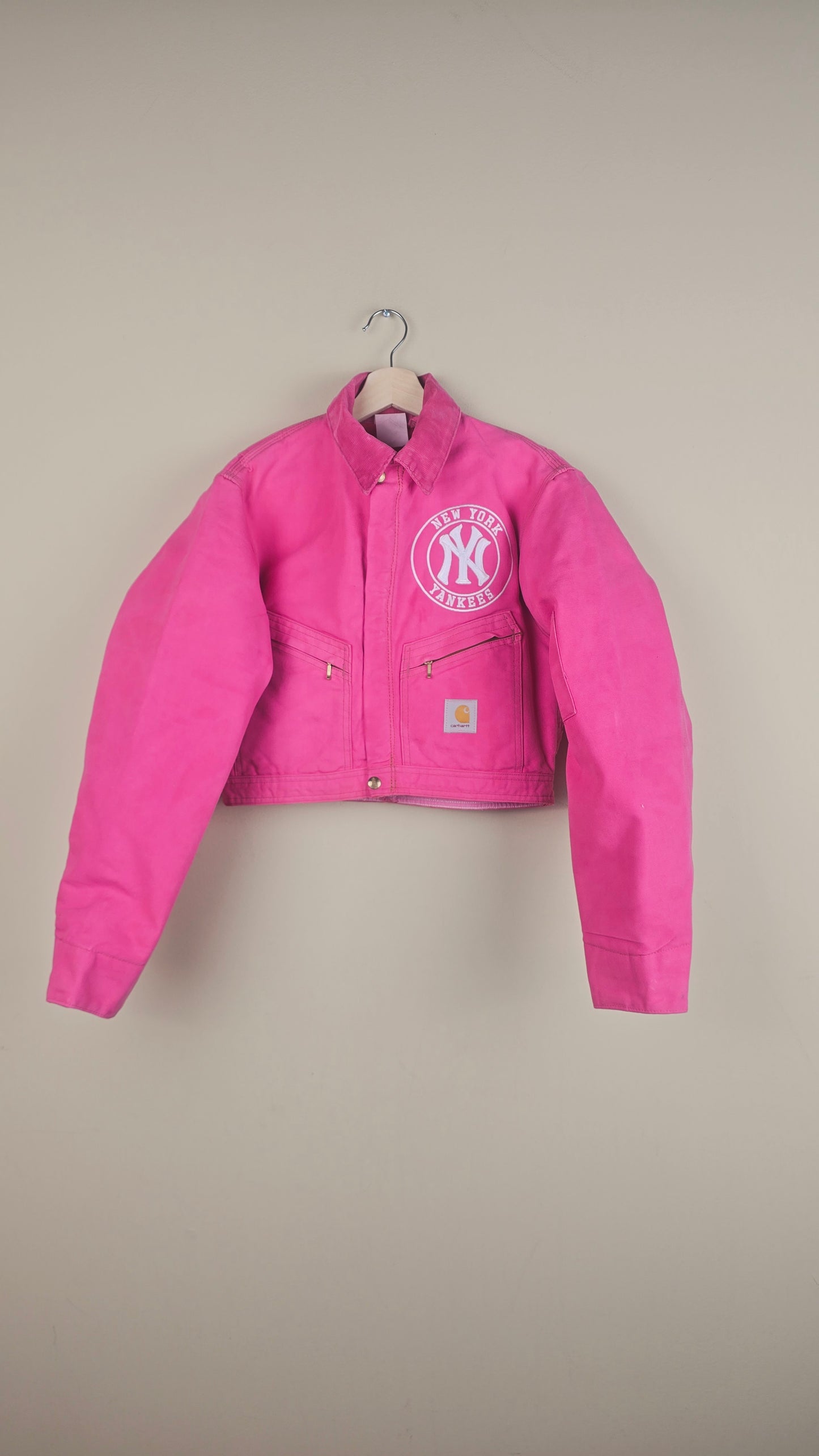 Vintage Carhartt X NY Yankees Cropped Jacket | Hot Pink | Size XS | OP17