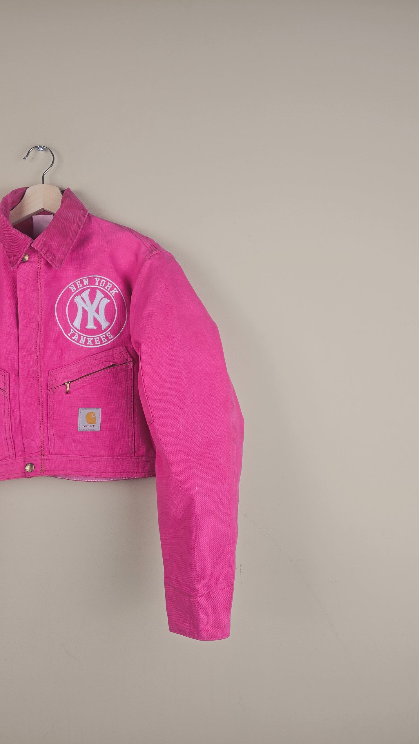 Vintage Carhartt X NY Yankees Cropped Jacket | Hot Pink | Size XS | OP17
