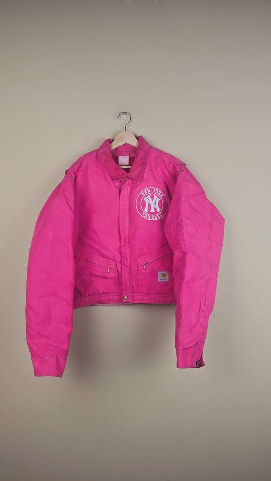 Vintage Carhartt X NY Yankees Cropped Jacket | Hot Pink | Size 2XL | OP18