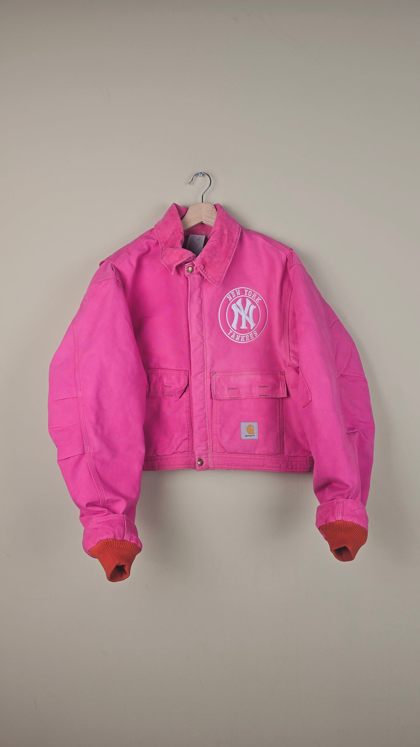 Vintage Carhartt X NY Yankees Cropped Jacket | Hot Pink | Size L | OP21