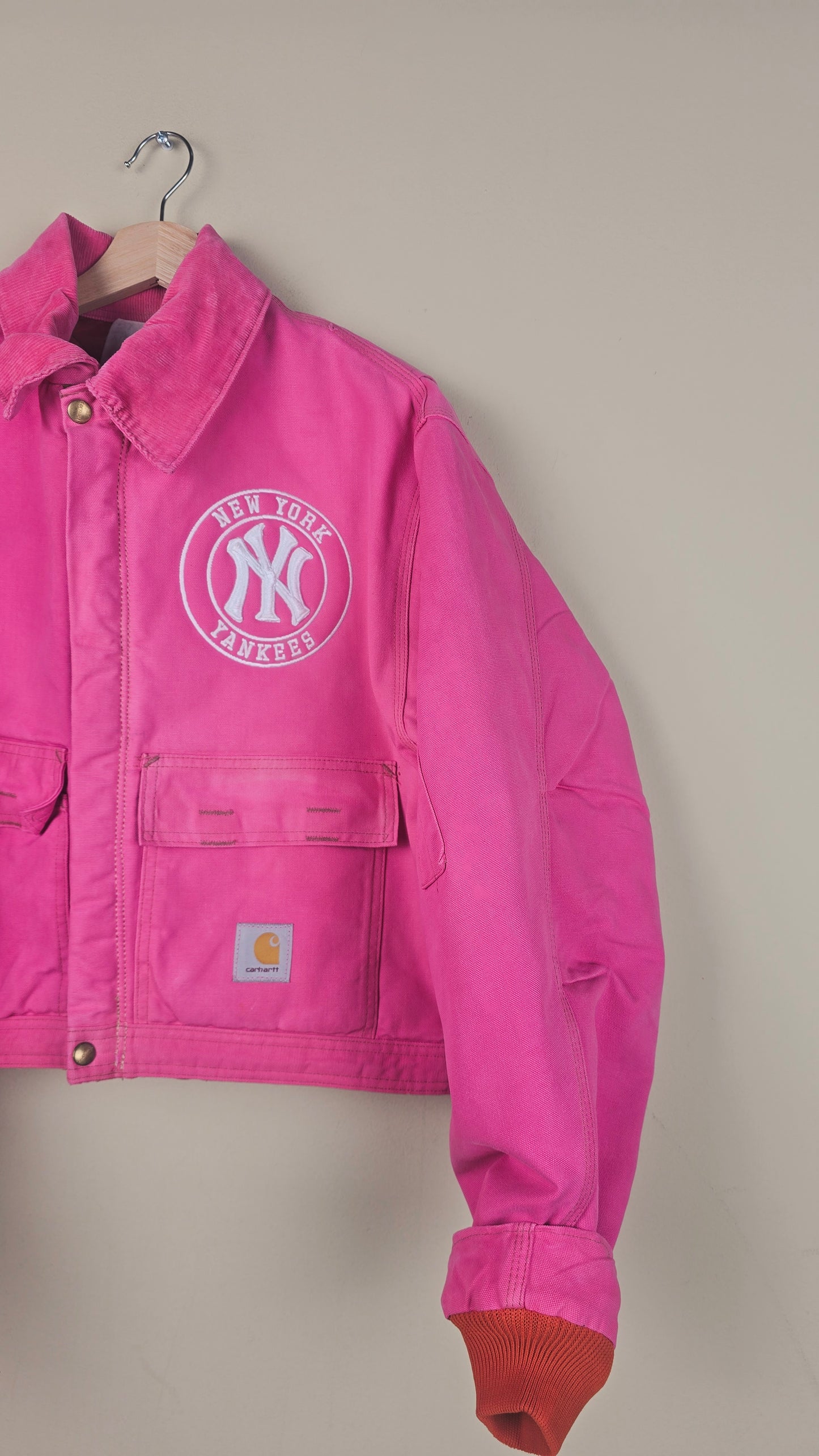 Vintage Carhartt X NY Yankees Cropped Jacket | Hot Pink | Size L | OP21