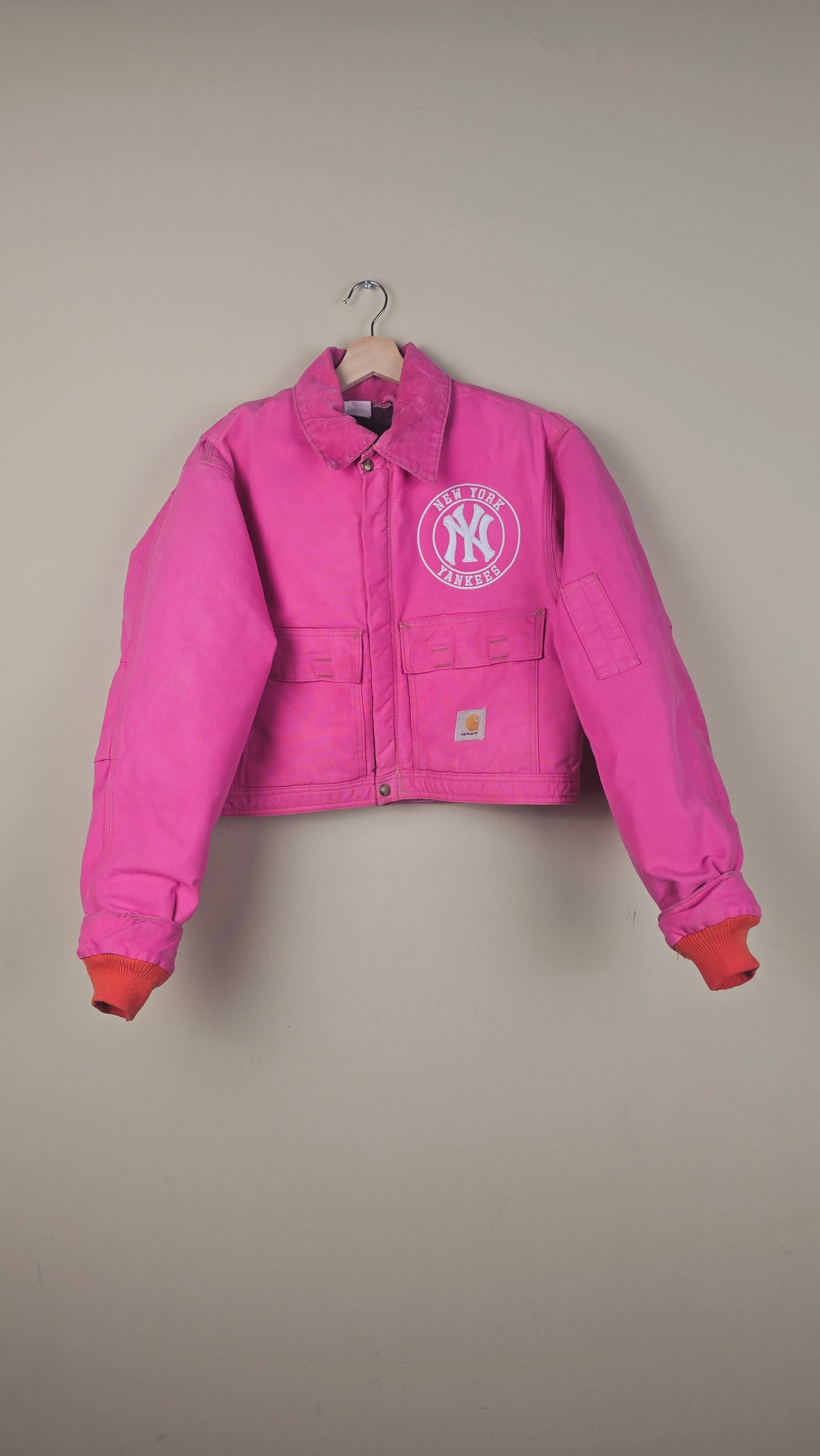 Vintage Carhartt X NY Yankees Cropped Jacket | Hot Pink | Size M | OP22