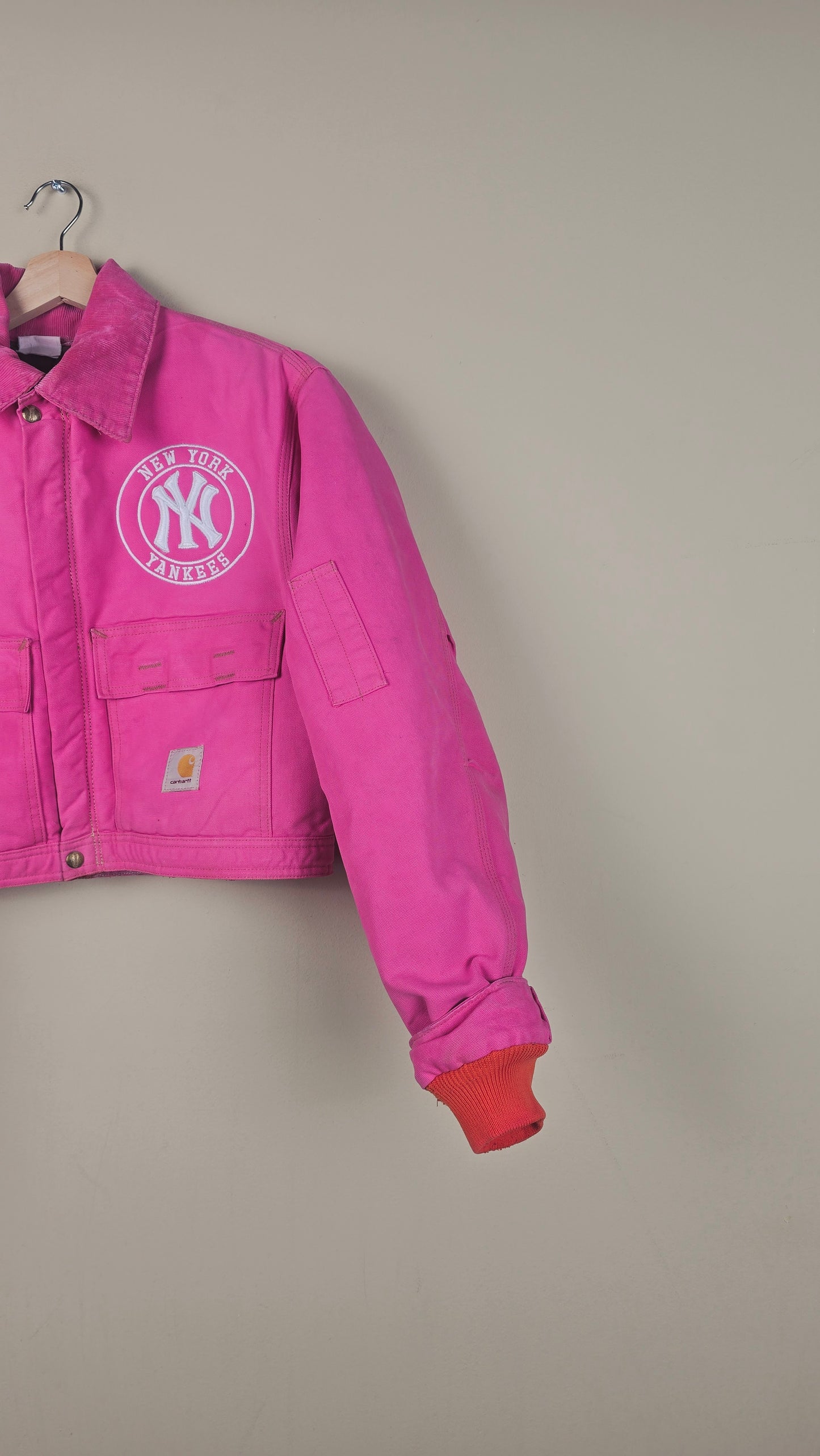 Vintage Carhartt X NY Yankees Cropped Jacket | Hot Pink | Size M | OP22