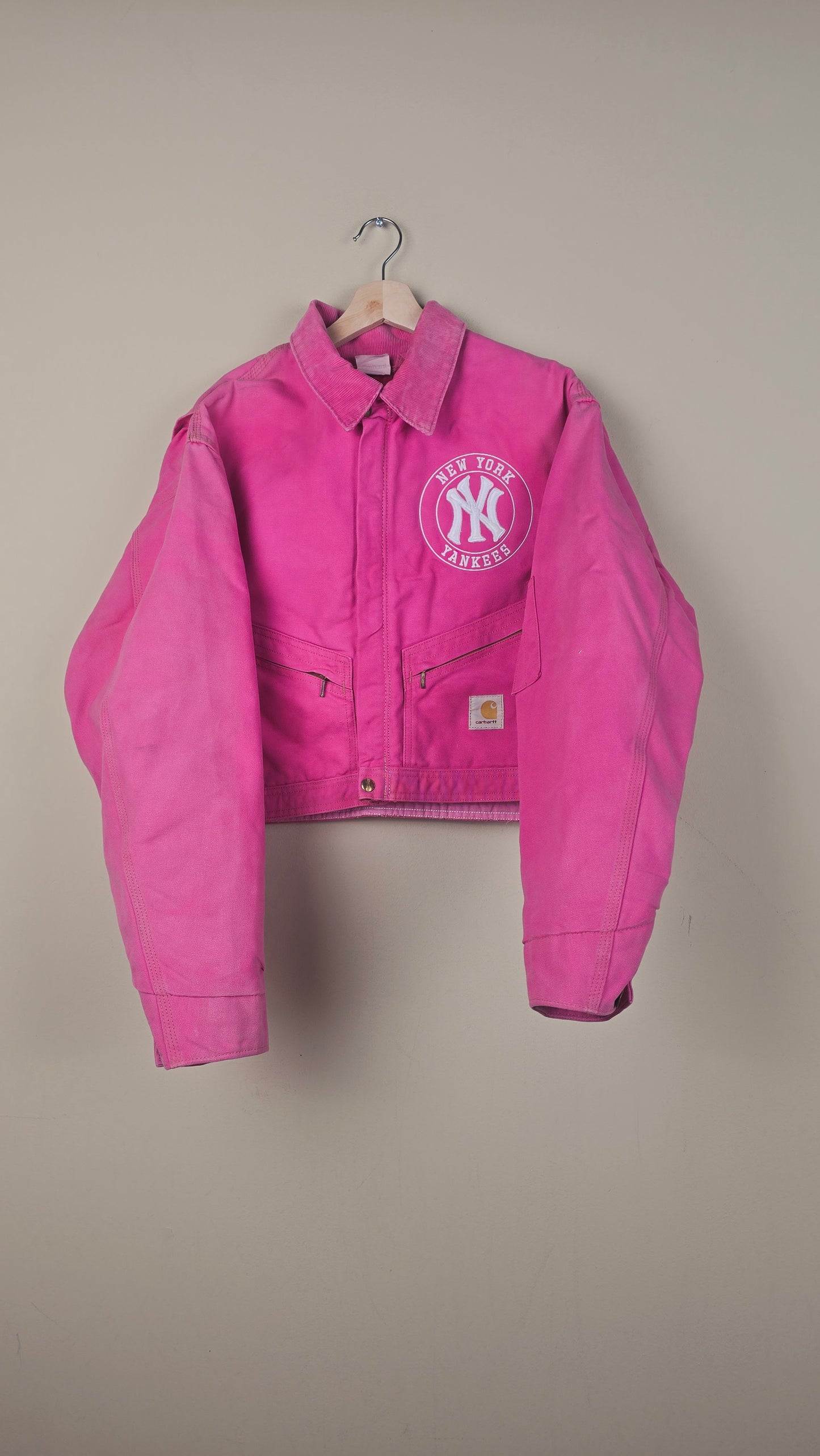 Vintage Carhartt X NY Yankees Cropped Jacket | Hot Pink | Size XL | OP23