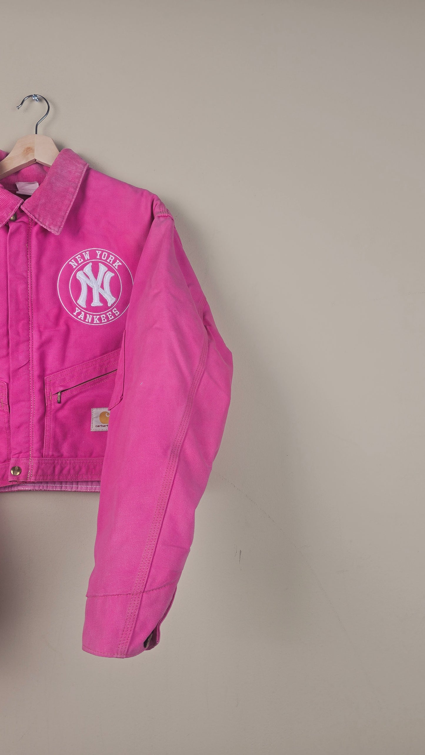 Vintage Carhartt X NY Yankees Cropped Jacket | Hot Pink | Size XL | OP23