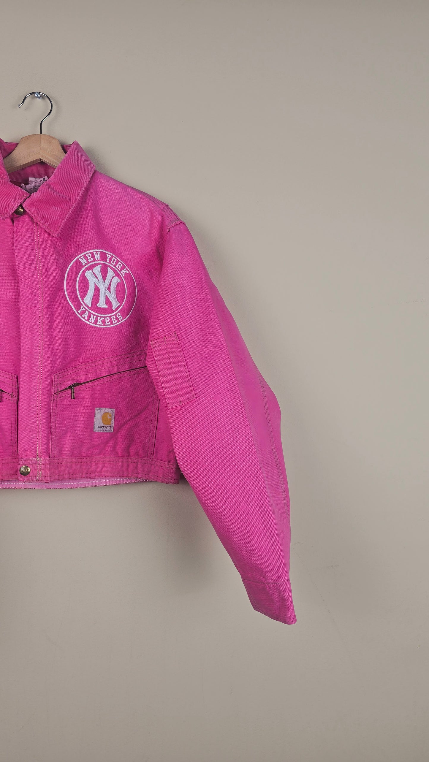 Vintage Carhartt X NY Yankees Cropped Jacket | Hot Pink | Size M/L | OP24
