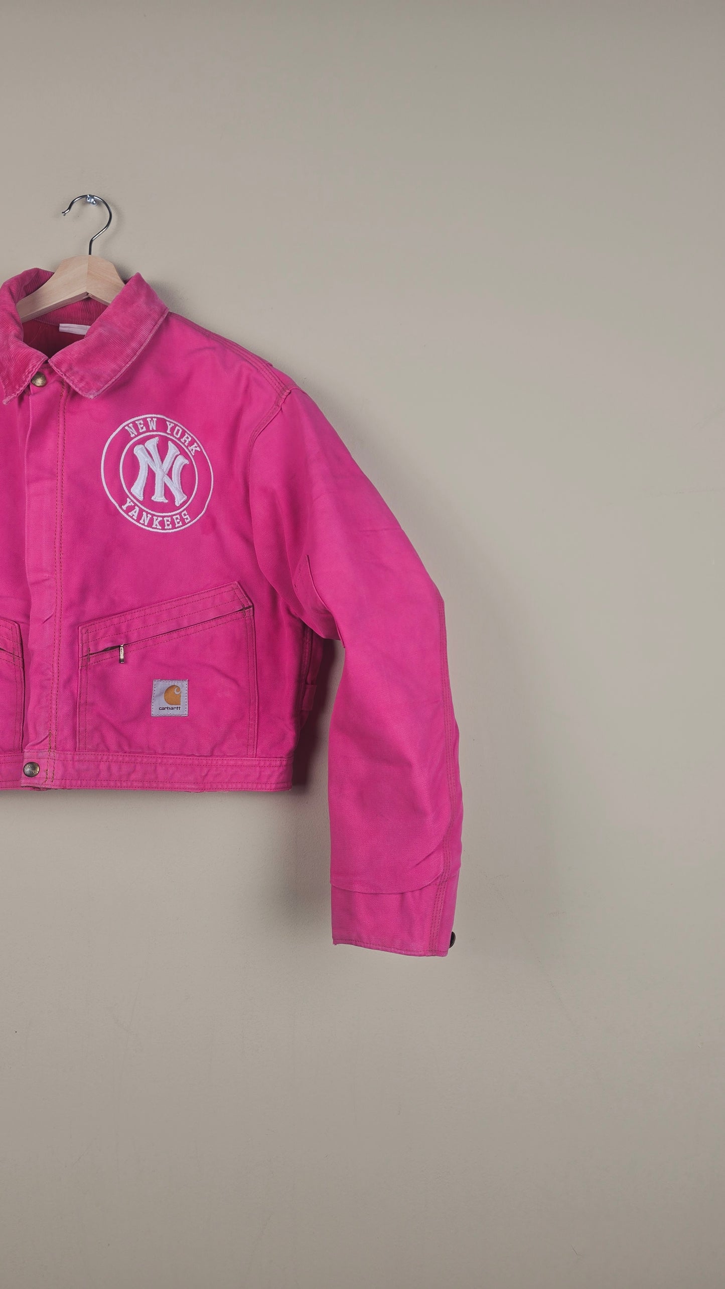 Vintage Carhartt X NY Yankees Cropped Jacket | Hot Pink | Size M | OP25