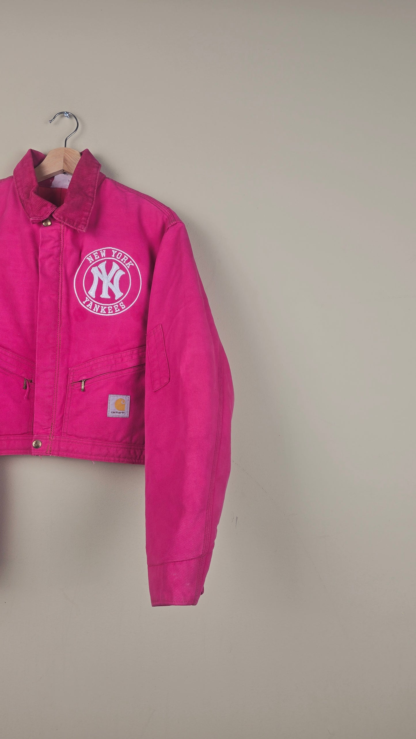 Vintage Carhartt X NY Yankees Cropped Jacket | Hot Pink | Size M | OP27