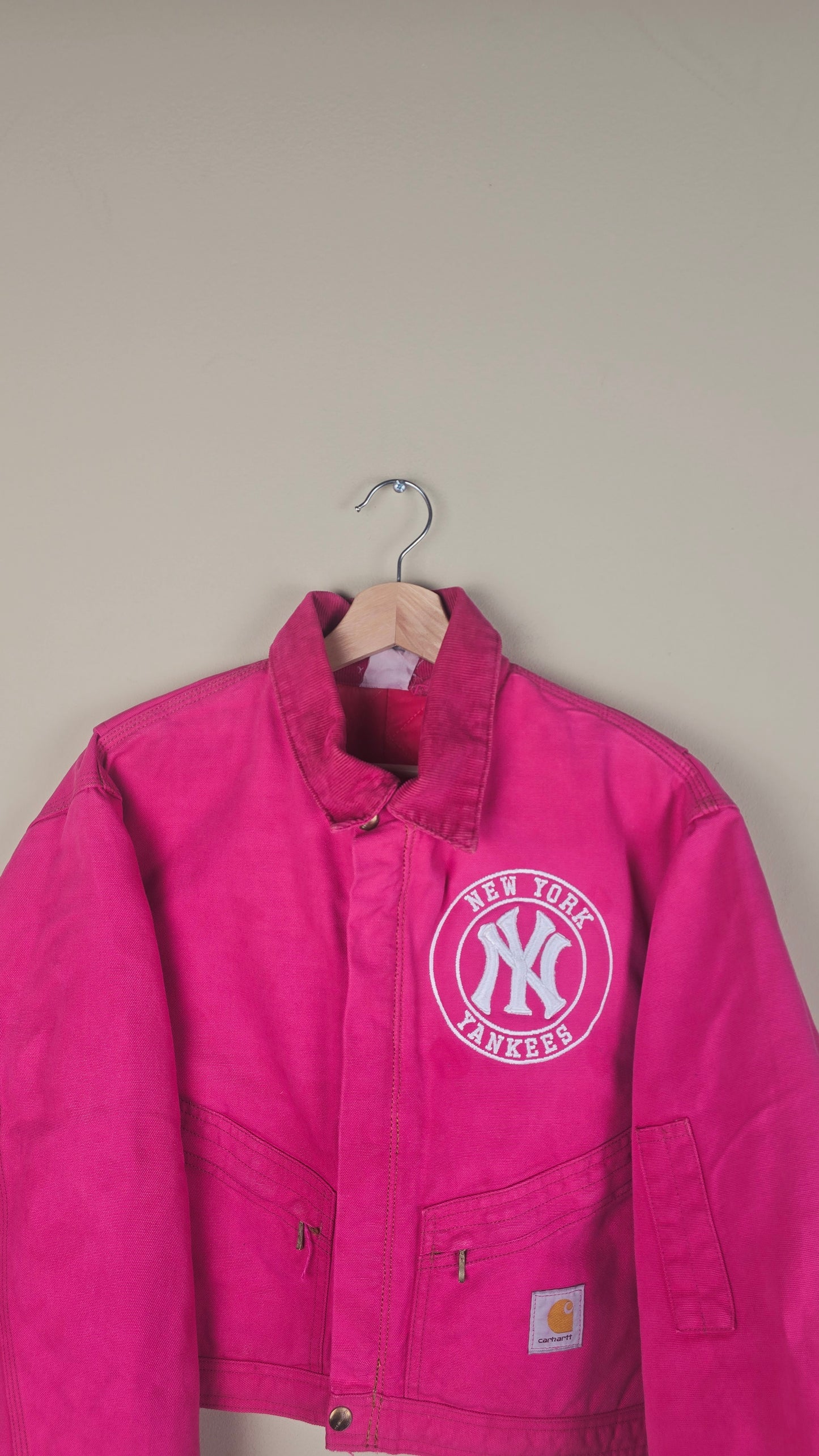Vintage Carhartt X NY Yankees Cropped Jacket | Hot Pink | Size M | OP27