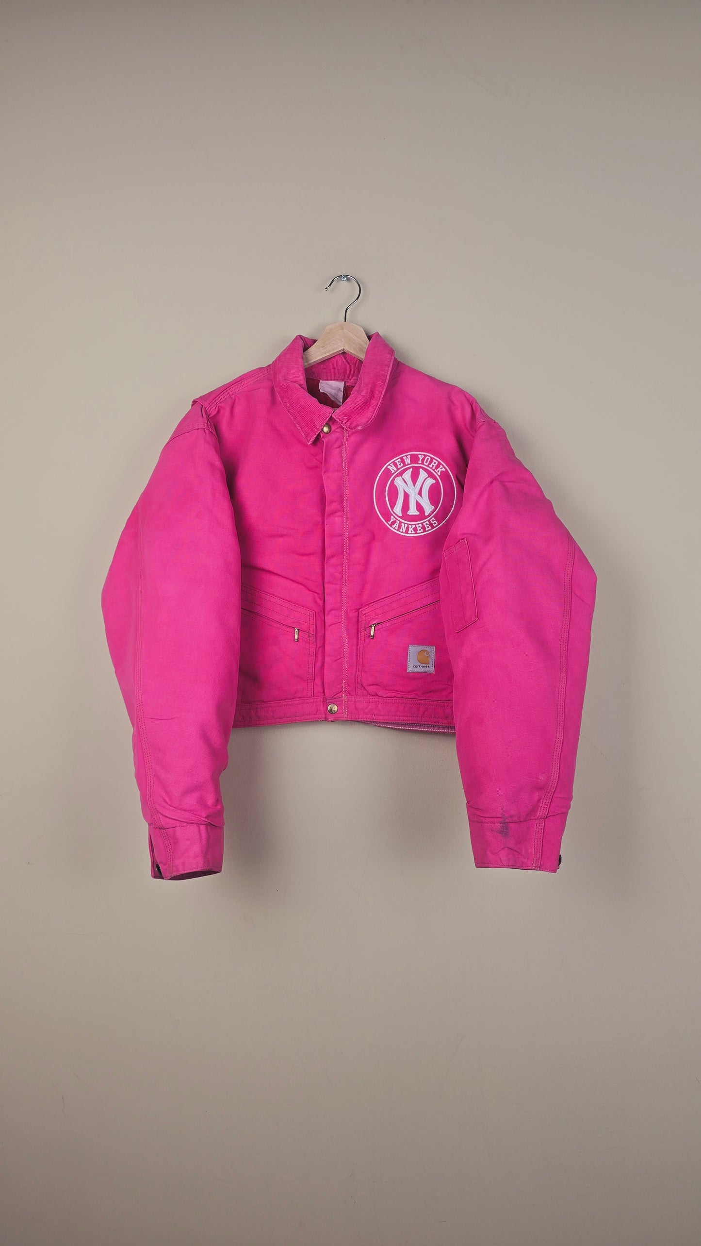 Vintage Carhartt X NY Yankees Cropped Jacket | Hot Pink | Size M/L | OP28