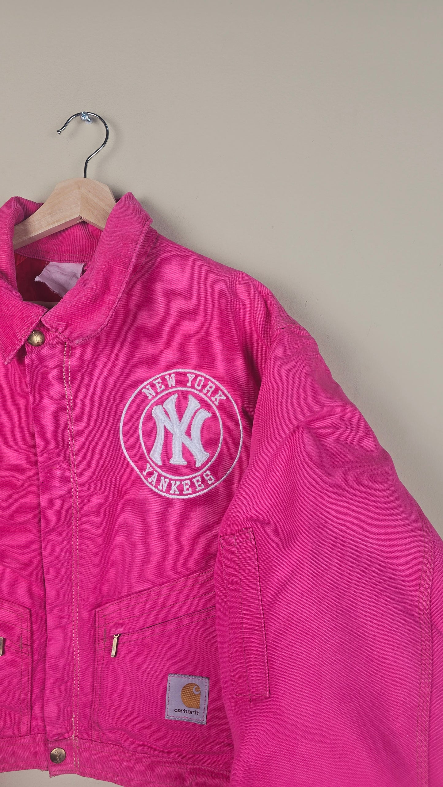 Vintage Carhartt X NY Yankees Cropped Jacket | Hot Pink | Size M/L | OP28
