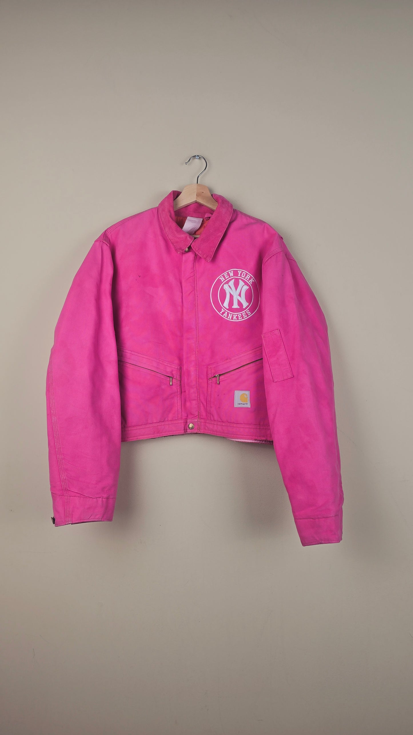 Vintage Carhartt X NY Yankees Cropped Jacket | Hot Pink | Size xL | OP29