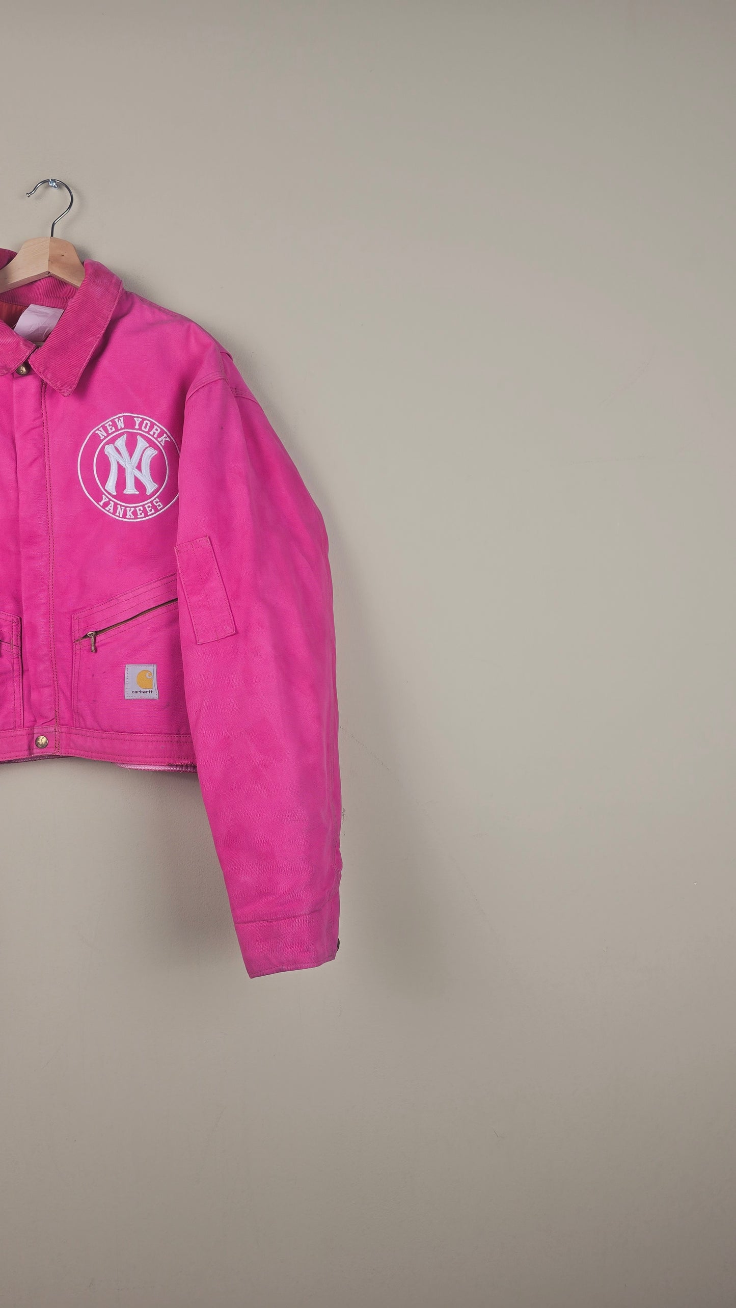 Vintage Carhartt X NY Yankees Cropped Jacket | Hot Pink | Size xL | OP29