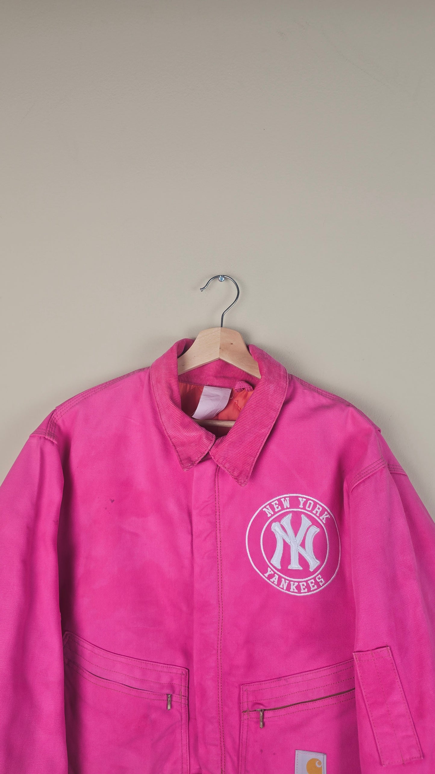 Vintage Carhartt X NY Yankees Cropped Jacket | Hot Pink | Size xL | OP29