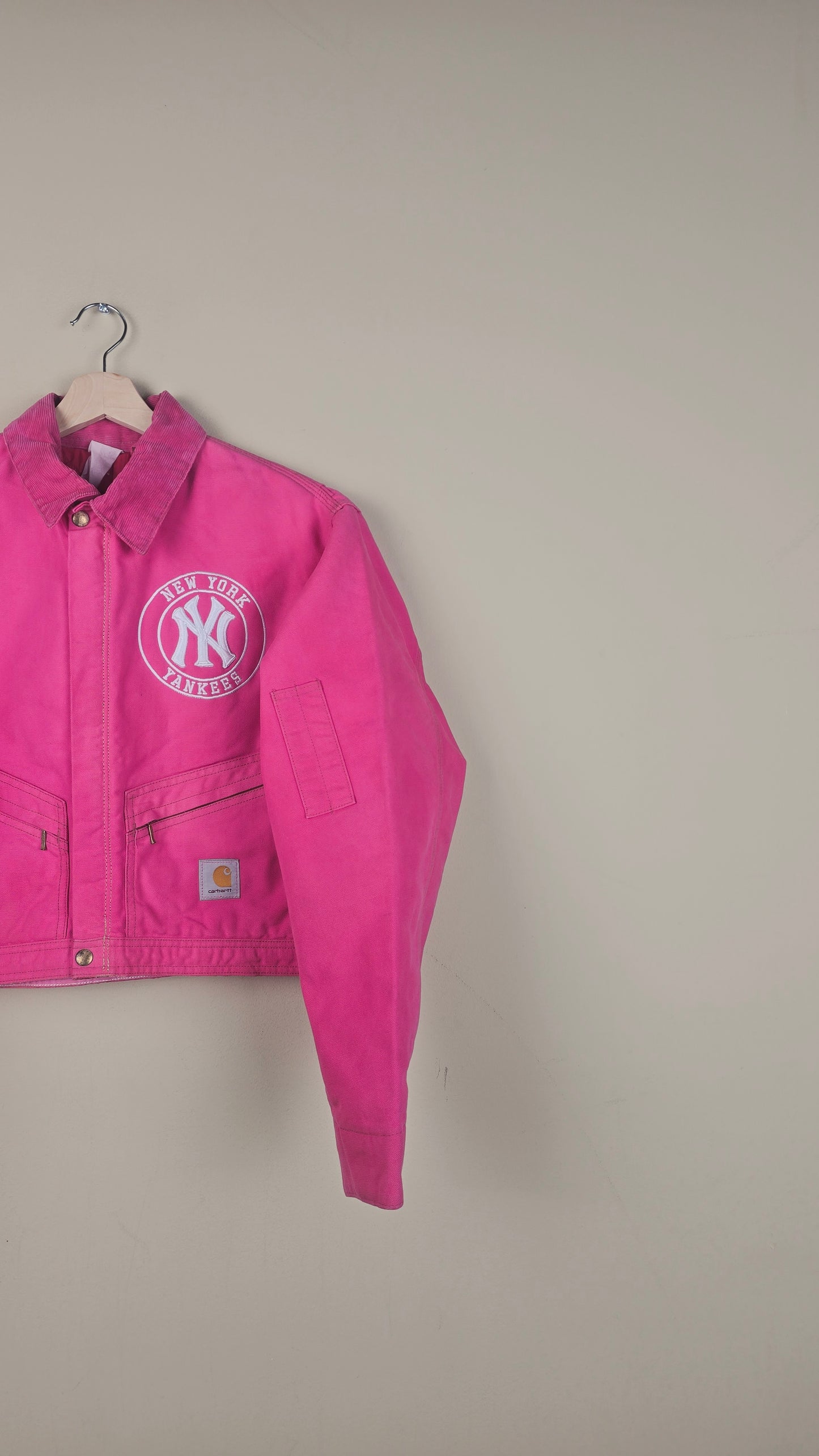 Vintage Carhartt X NY Yankees Cropped Jacket | Hot Pink | Size M | OP30