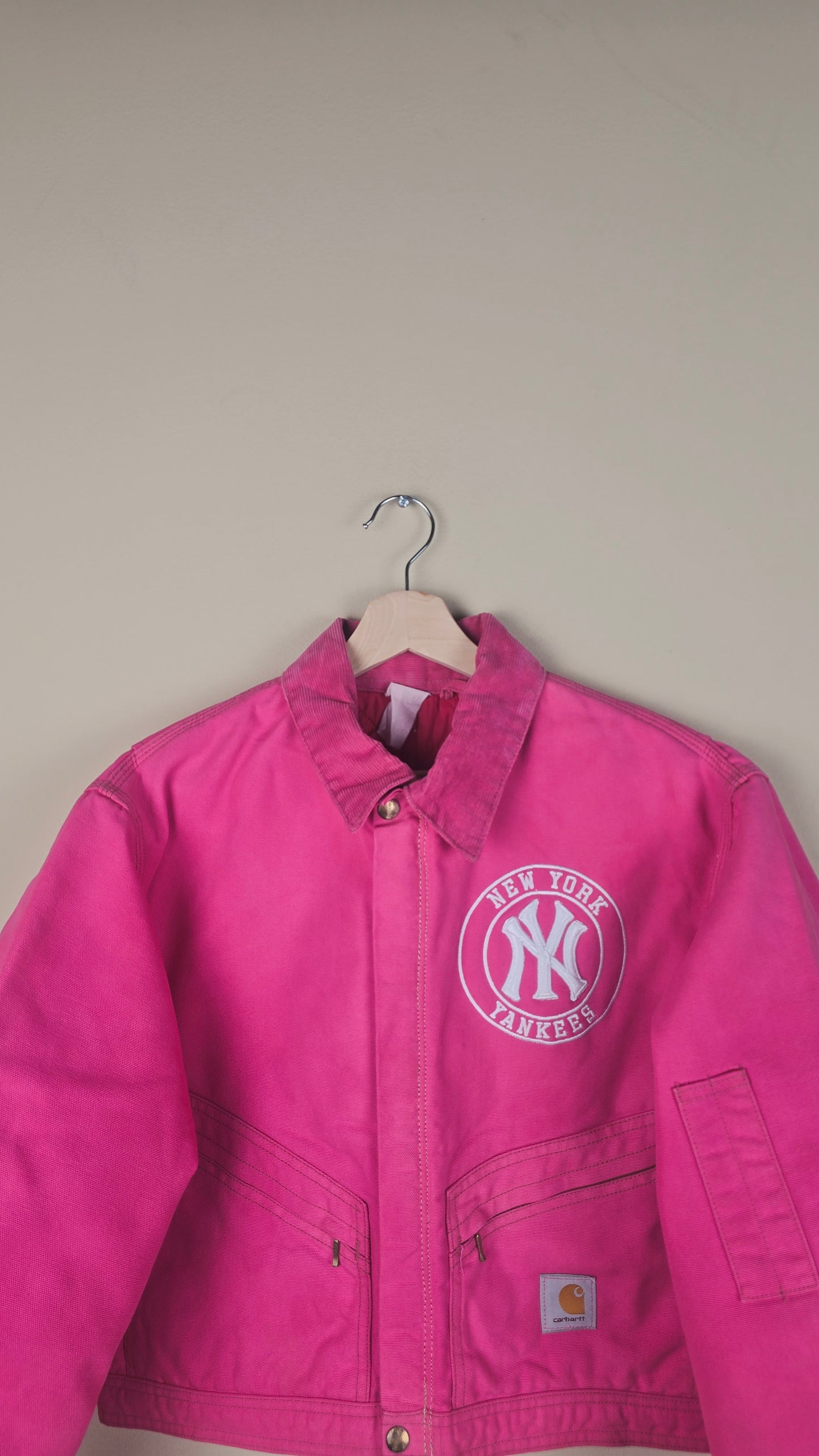 Vintage Carhartt X NY Yankees Cropped Jacket | Hot Pink | Size M | OP30