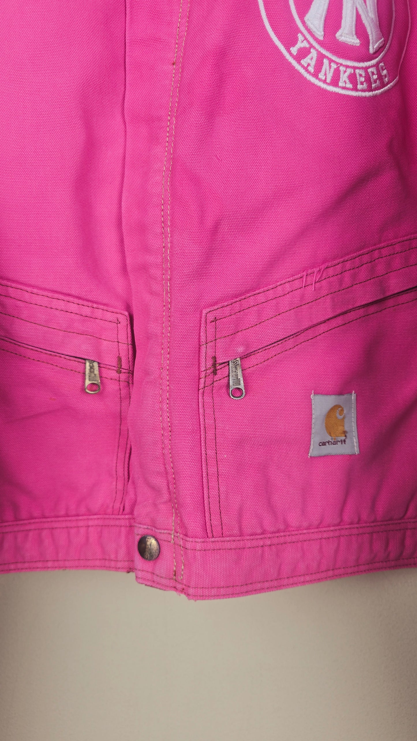 Vintage Carhartt X NY Yankees Cropped Jacket | Hot Pink | Size 2XL | OP31