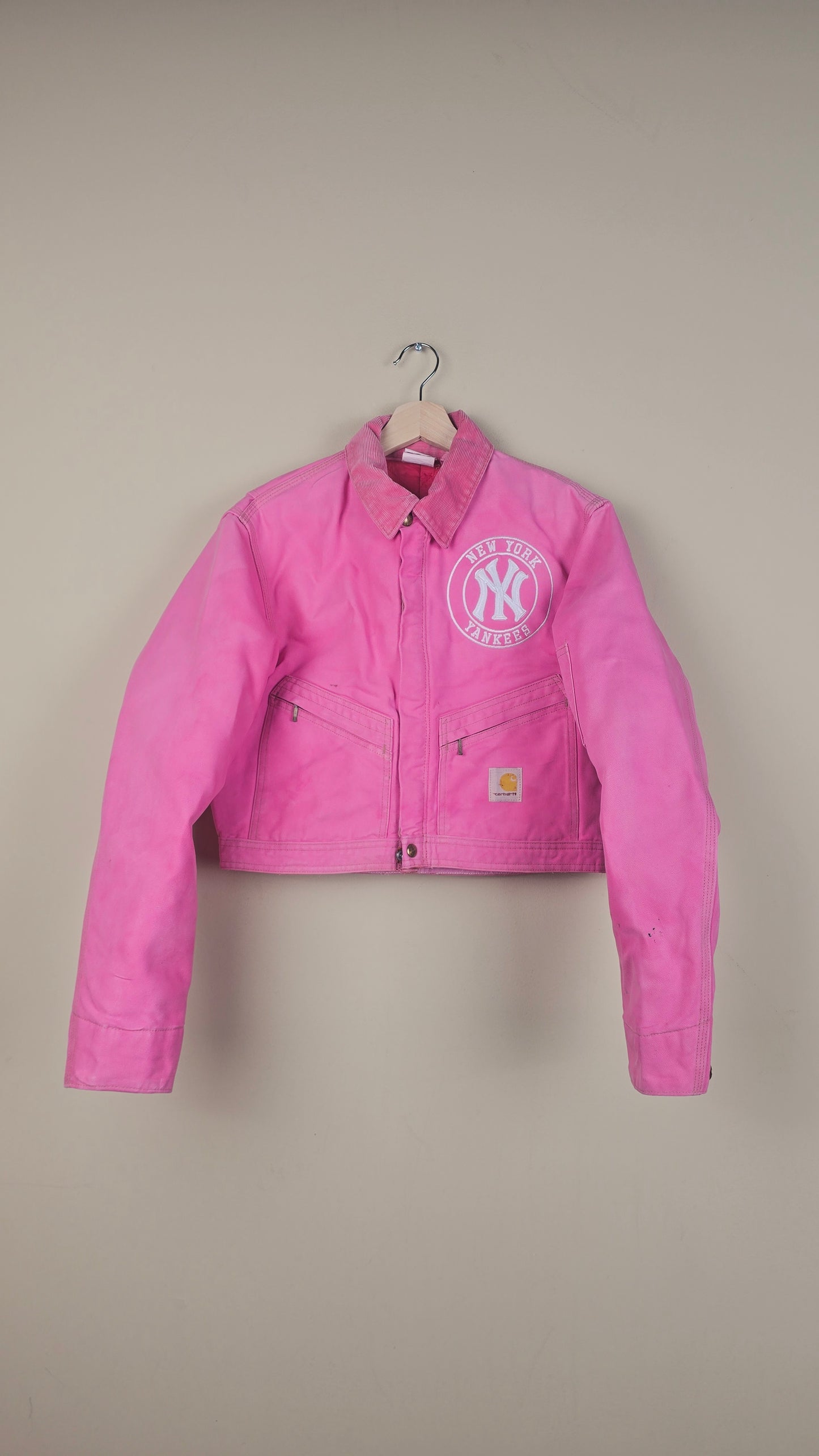 Vintage Carhartt X NY Yankees Cropped Jacket | Baby pink | Size S | OP33
