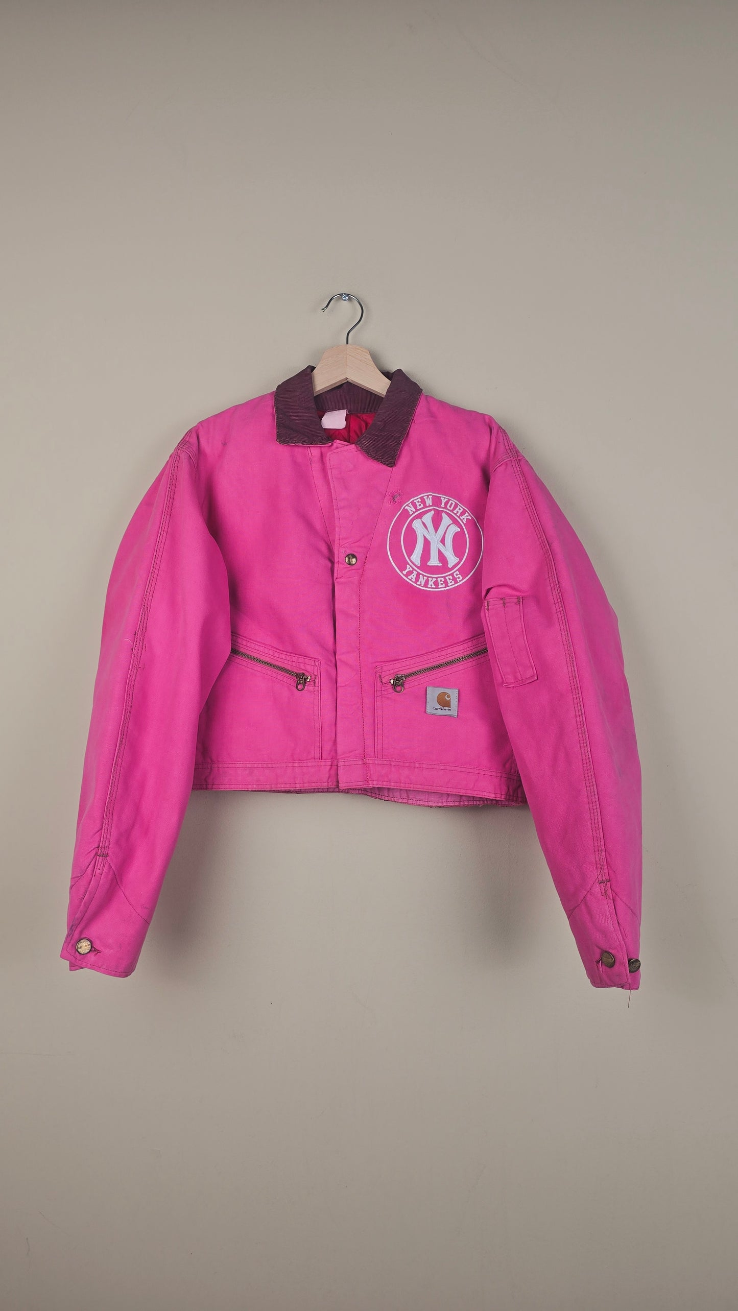 Vintage Carhartt X NY Yankees Cropped Jacket | Hot Pink | Size M | OP34