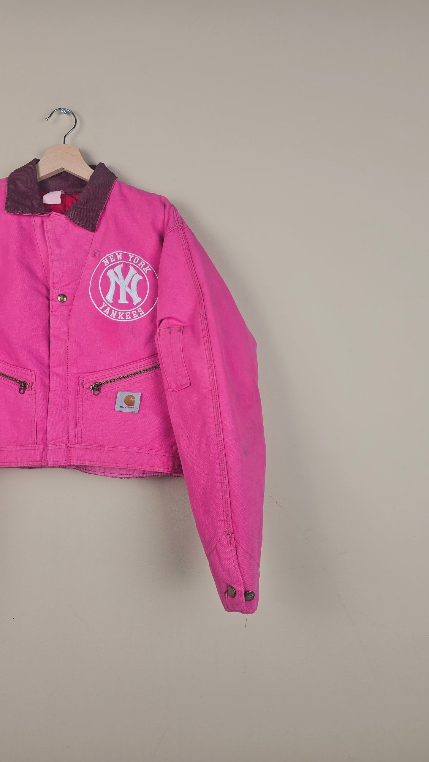 Vintage Carhartt X NY Yankees Cropped Jacket | Hot Pink | Size M | OP34